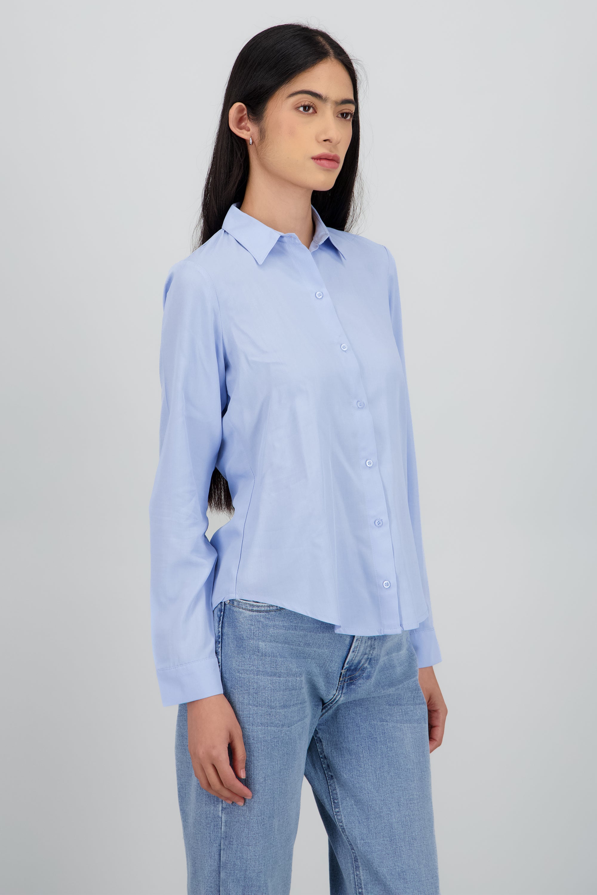 Camisa Manga Larga Lisa AZUL PASTEL