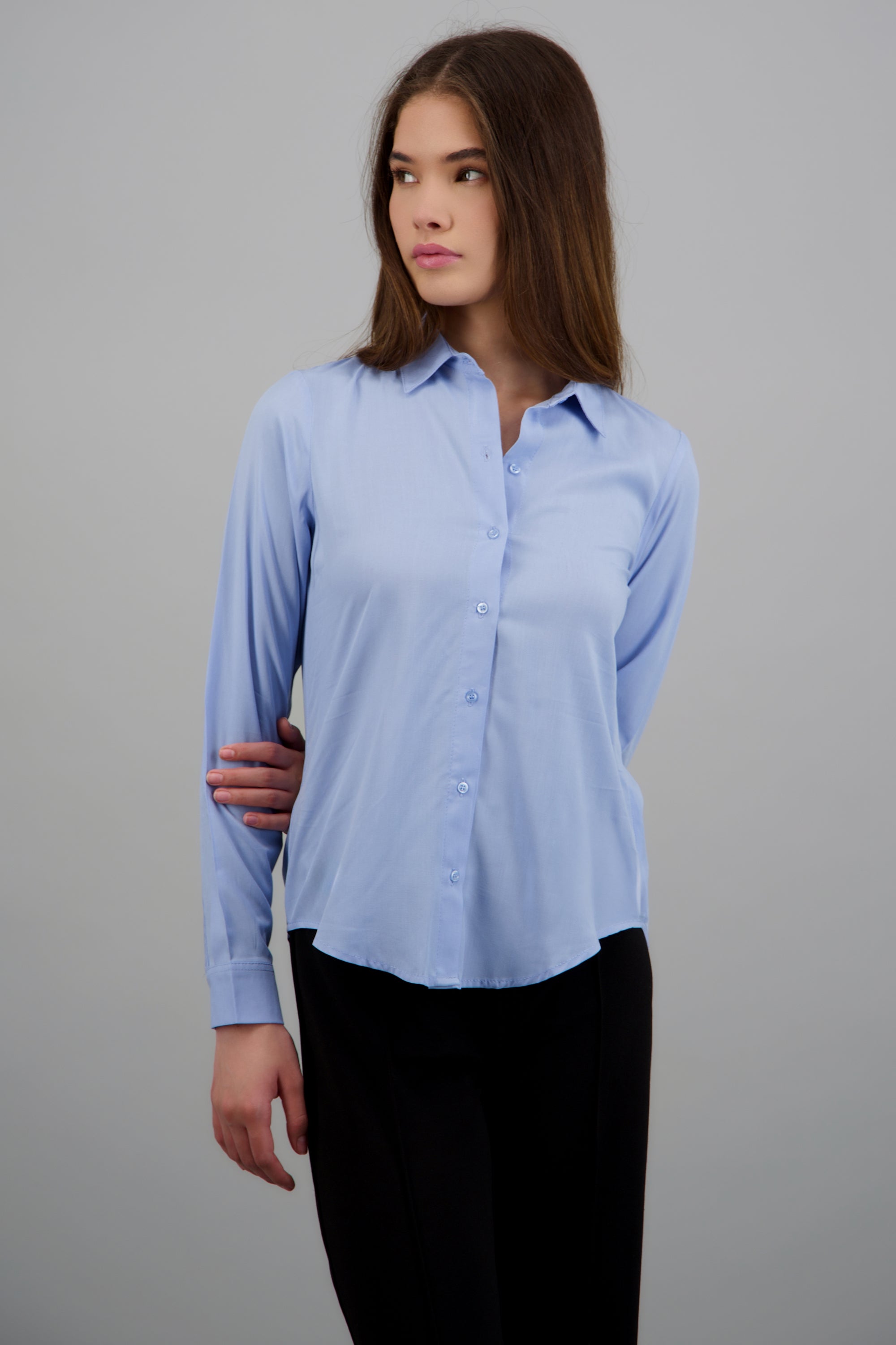 Camisa manga larga botones AZUL PASTEL