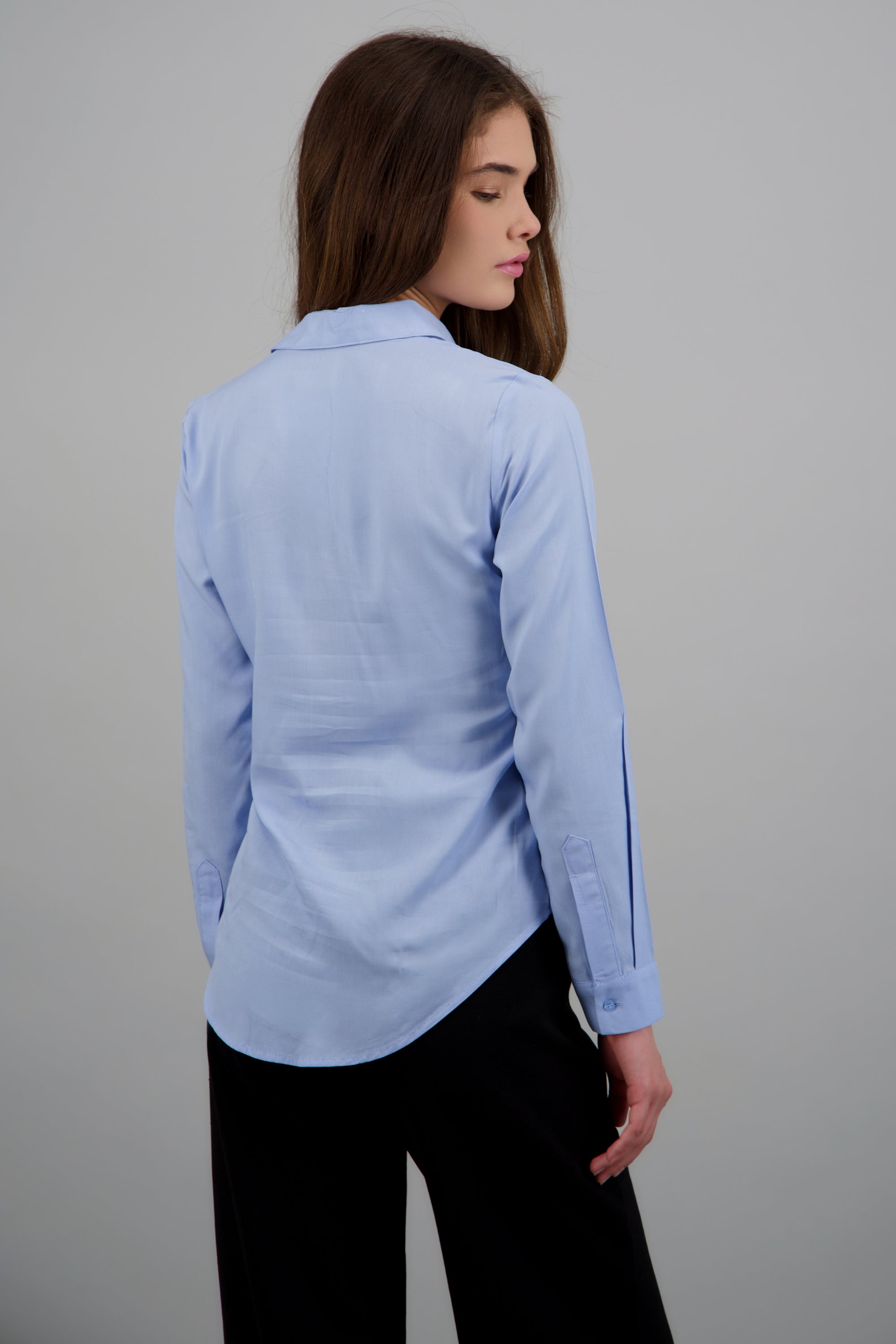 Camisa manga larga botones AZUL PASTEL