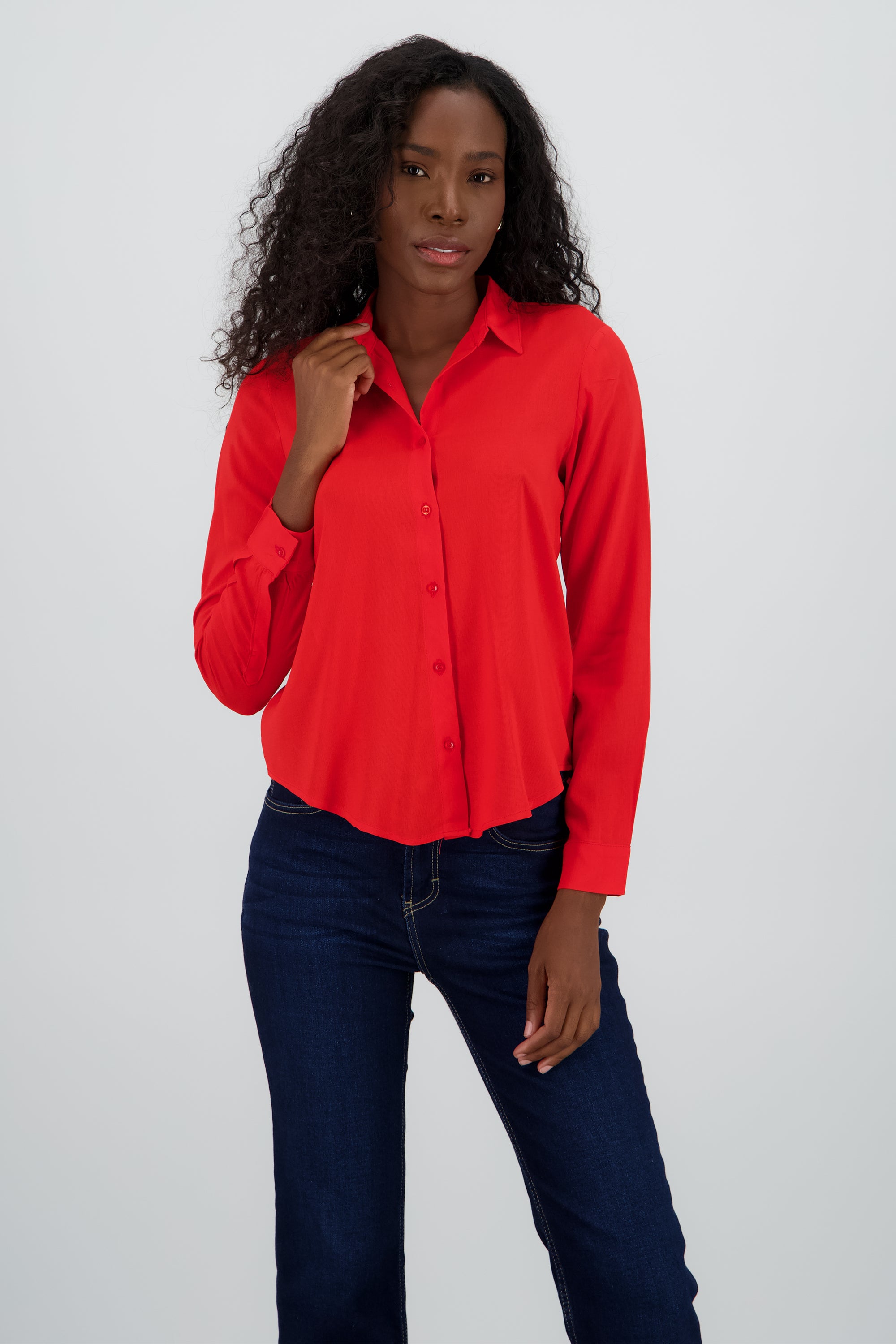 Camisa Manga Larga Lisa ROJO