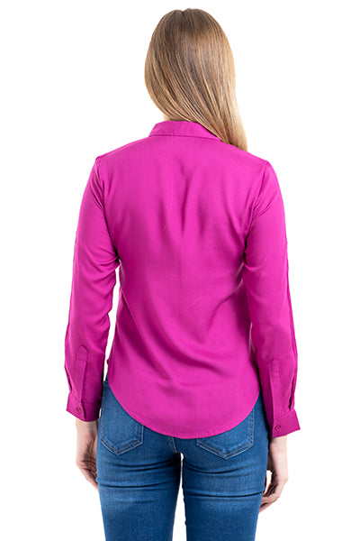 Camisa Manga Larga Lisa MAGENTA