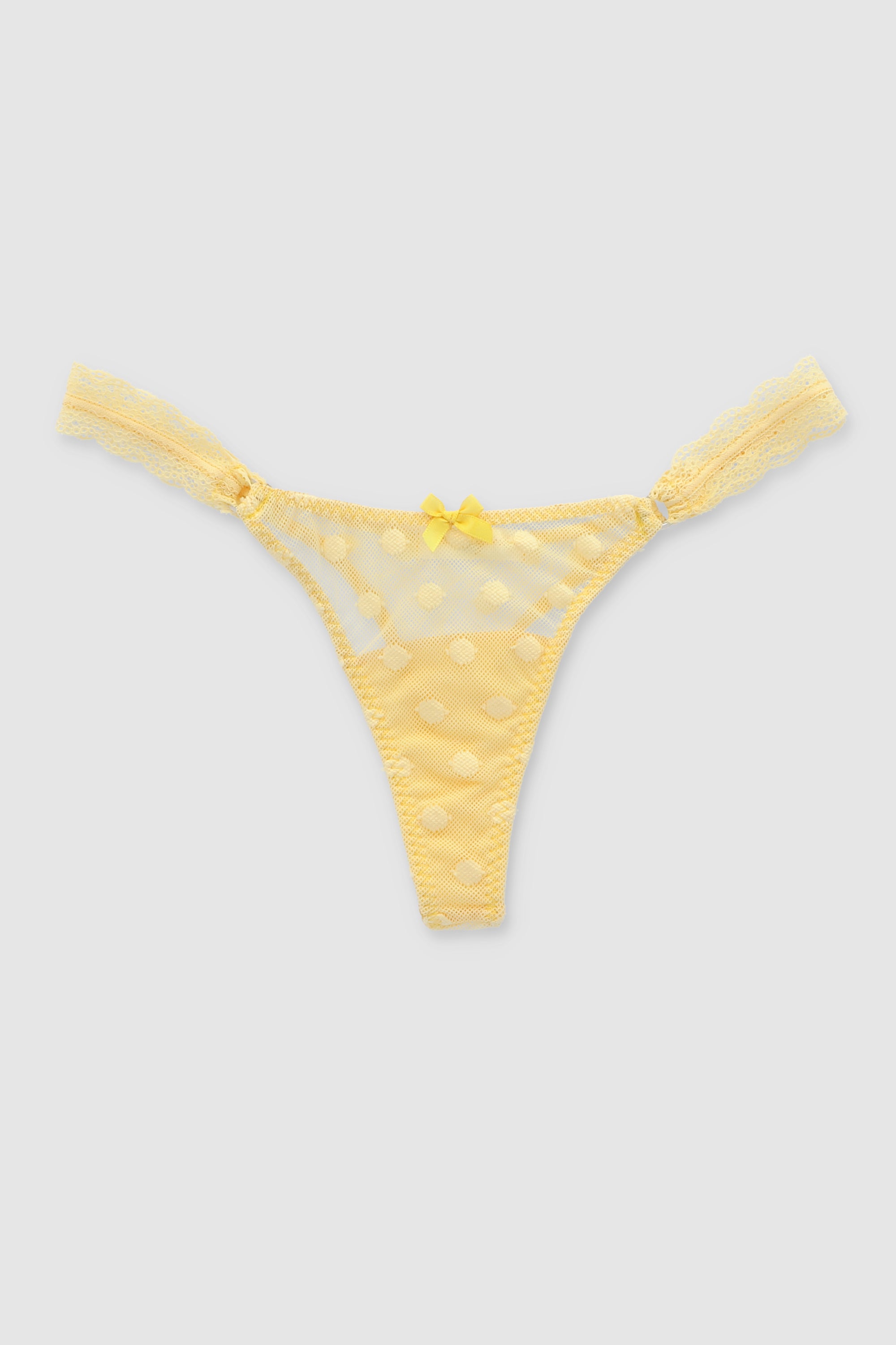 Tanga mesh aros encaje lateral AMARILLO