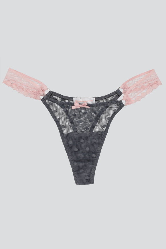 Tanga mesh aros encaje lateral