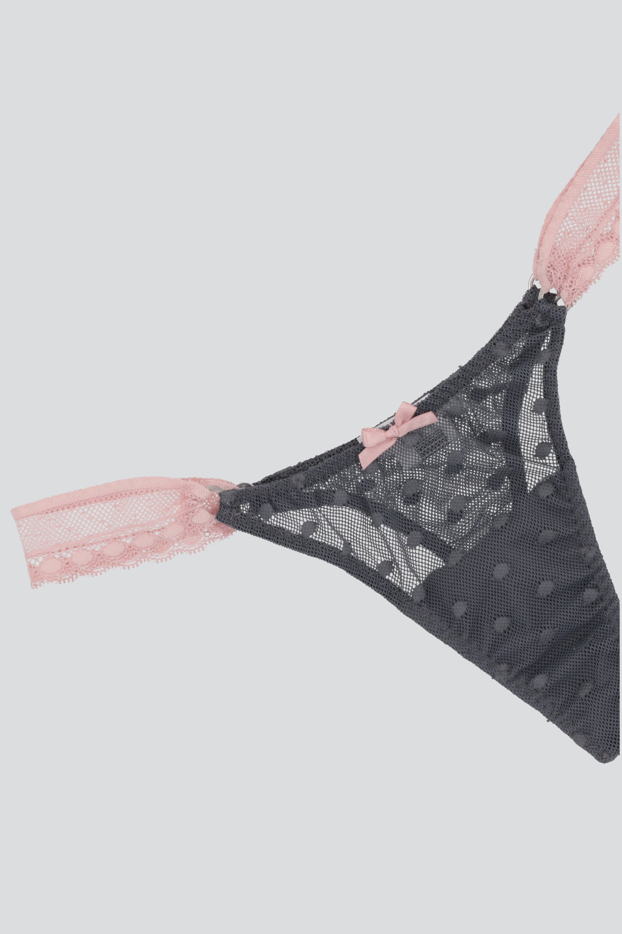 Tanga mesh aros encaje lateral GRIS