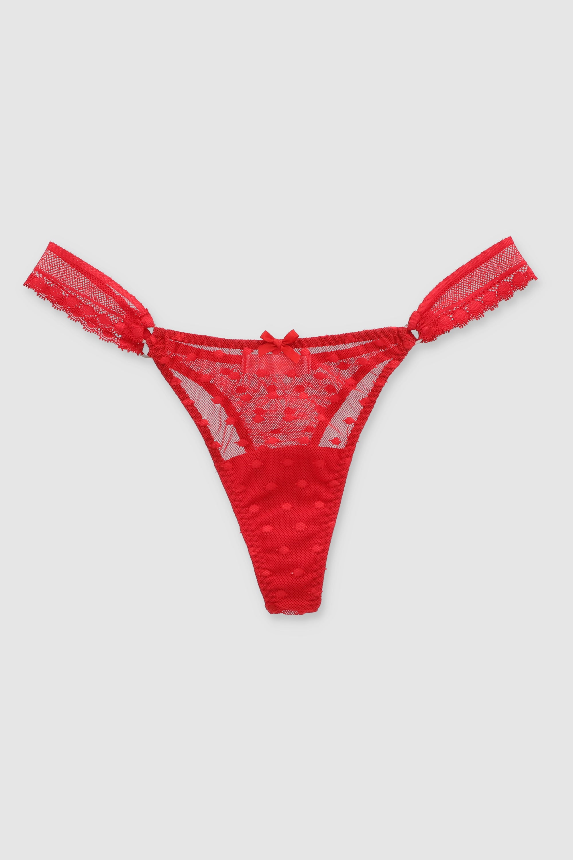 Tanga mesh aros encaje lateral ROJO