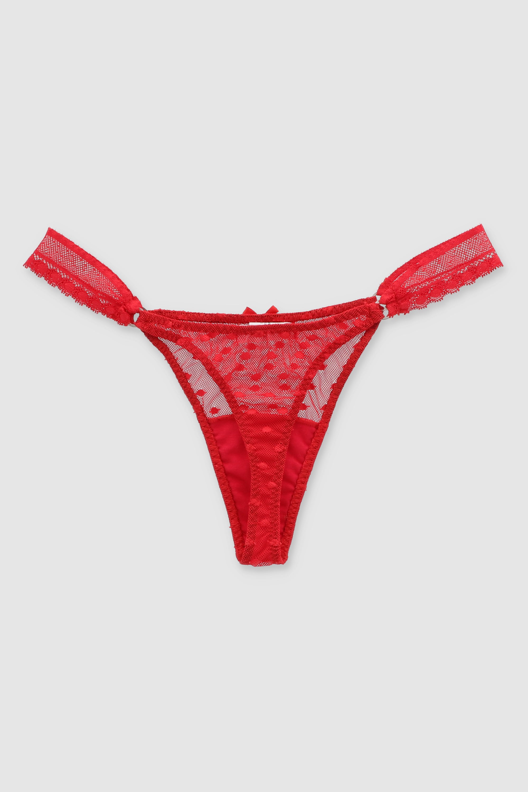 Tanga mesh aros encaje lateral ROJO