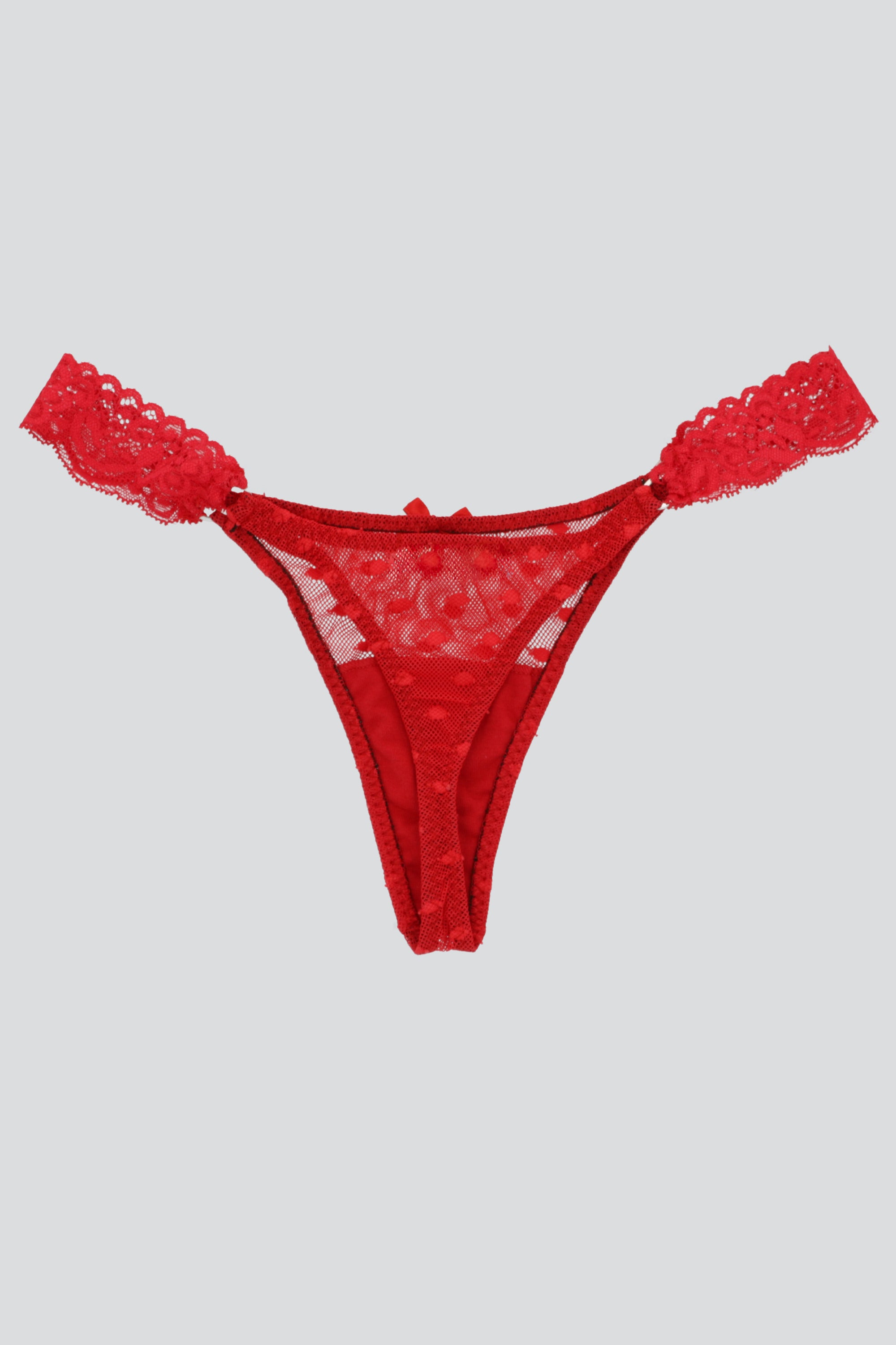 Tanga mesh aros encaje lateral ROJO