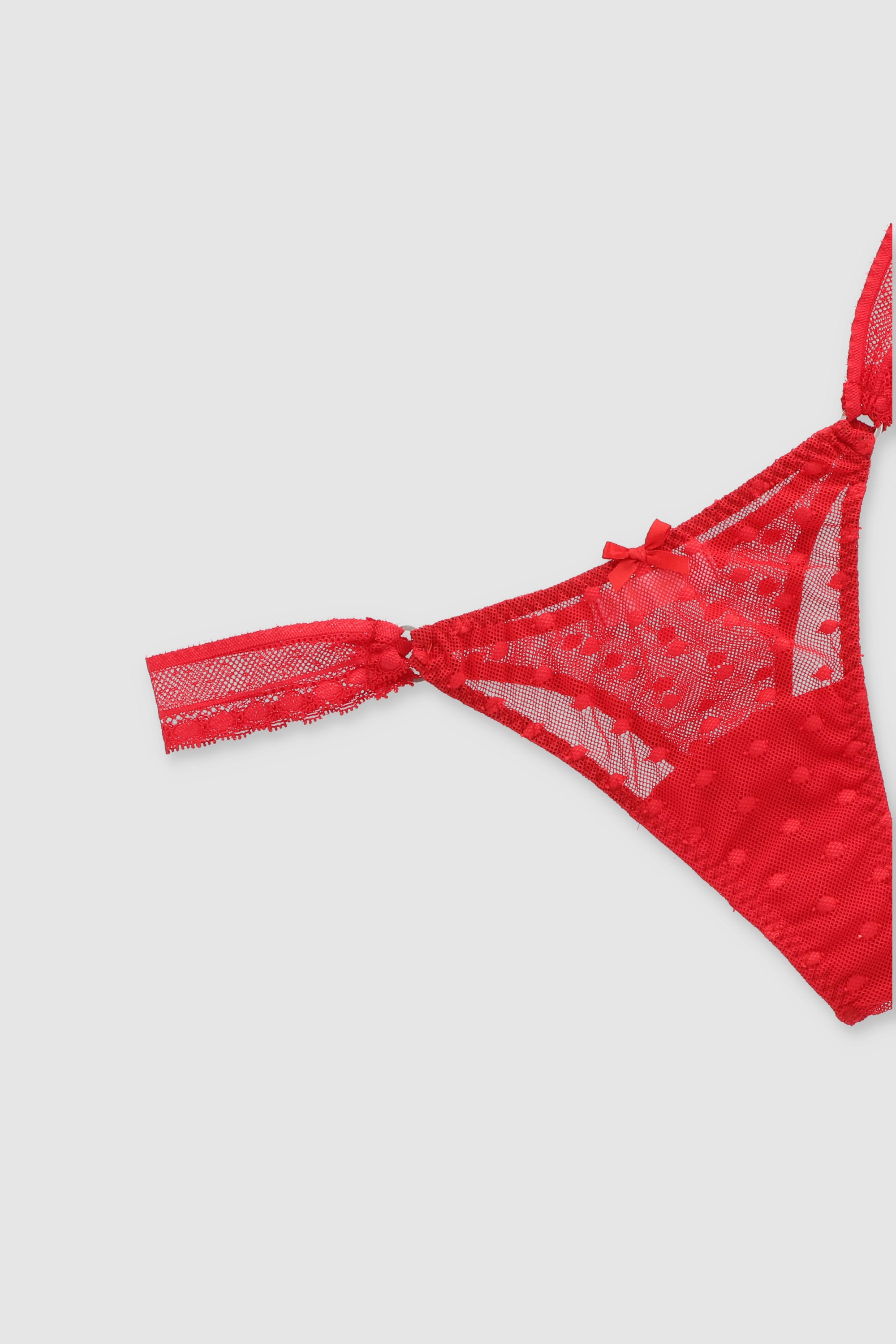 Tanga mesh aros encaje lateral ROJO