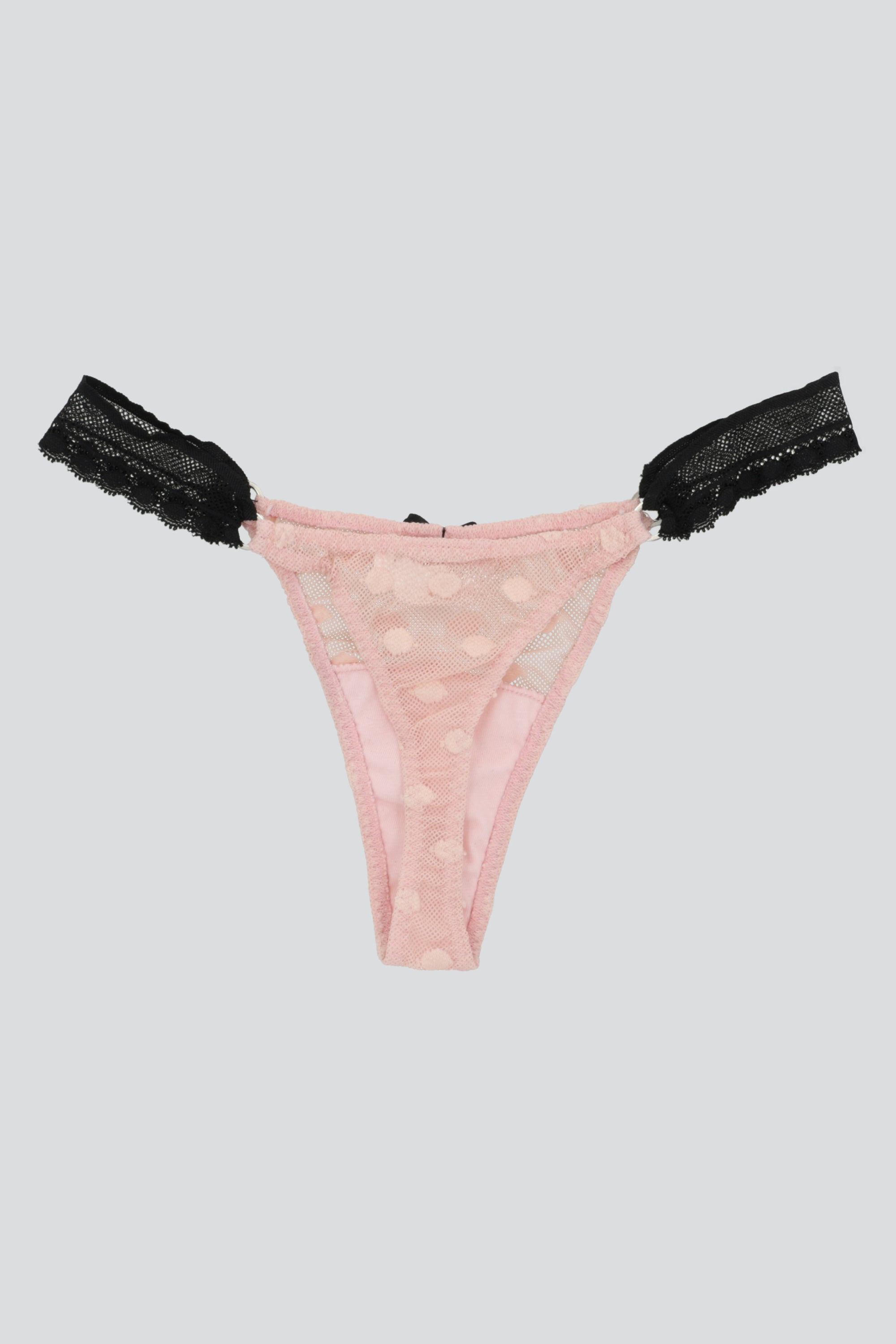 Tanga mesh aros encaje lateral PALO DE ROSA