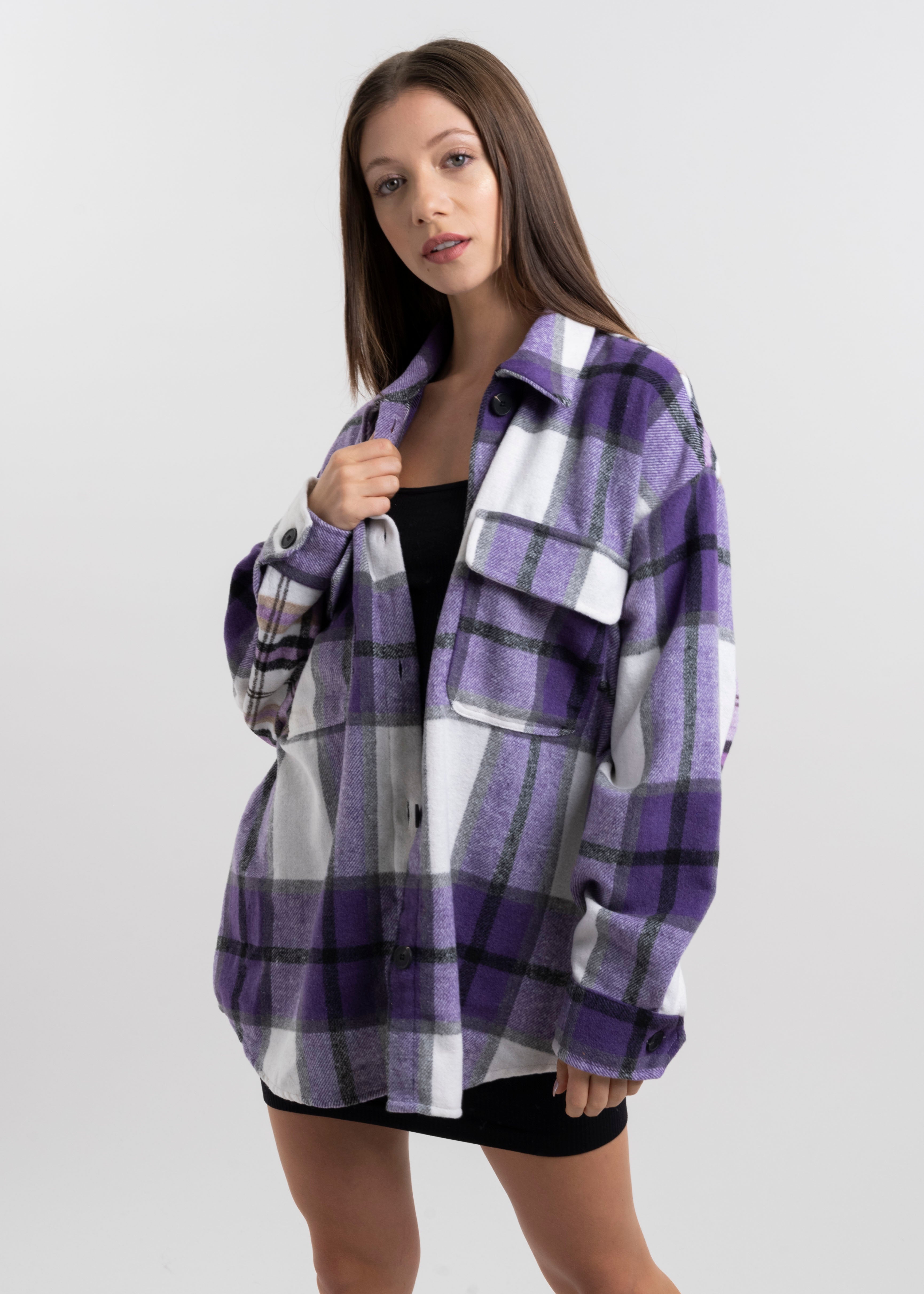 Sobrecamisa mezcla de cuadros MORADO COMBO