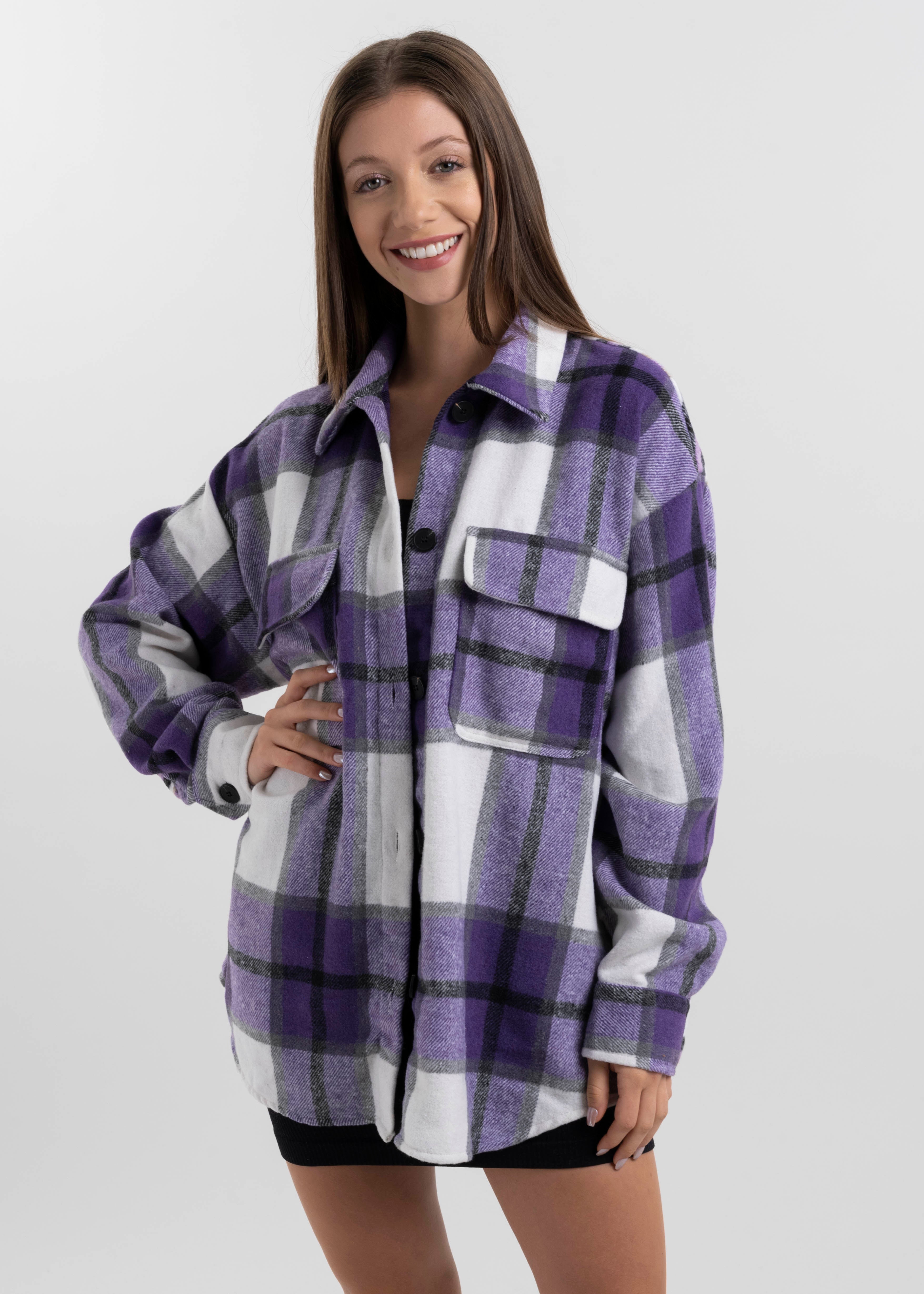 Sobrecamisa mezcla de cuadros MORADO COMBO