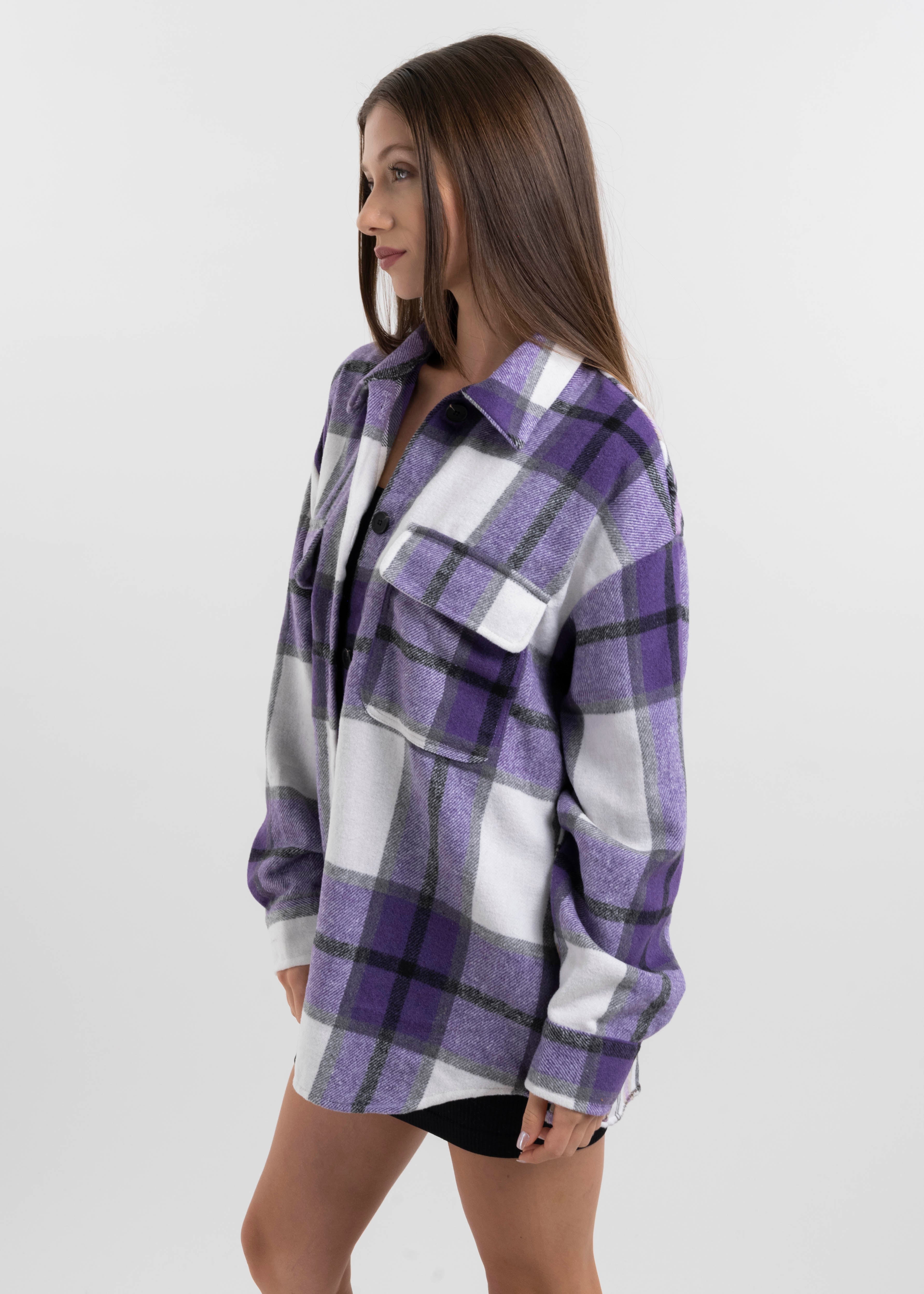 Sobrecamisa mezcla de cuadros MORADO COMBO