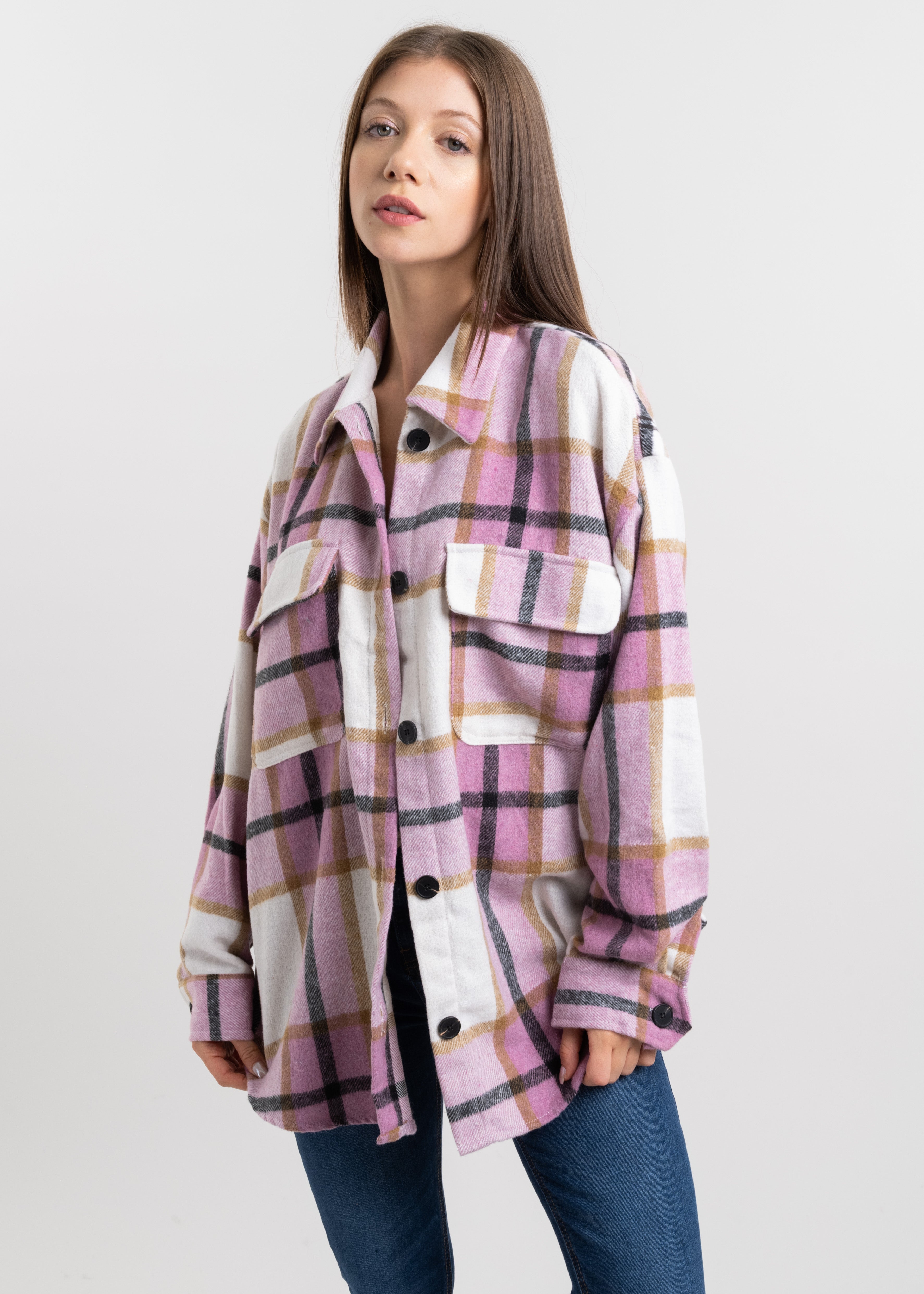 Sobrecamisa mezcla de cuadros ROSA COMBO