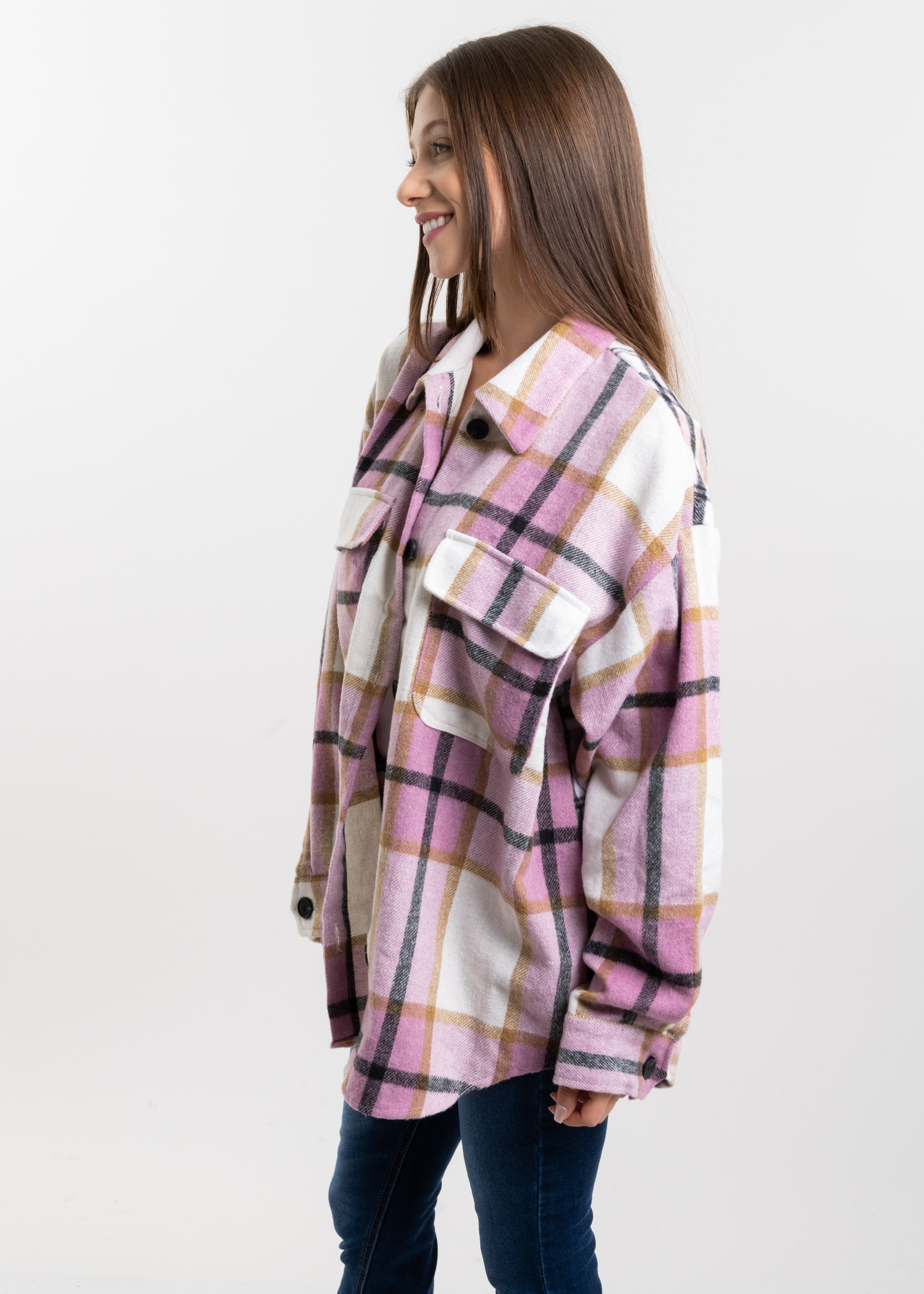 Sobrecamisa mezcla de cuadros ROSA COMBO