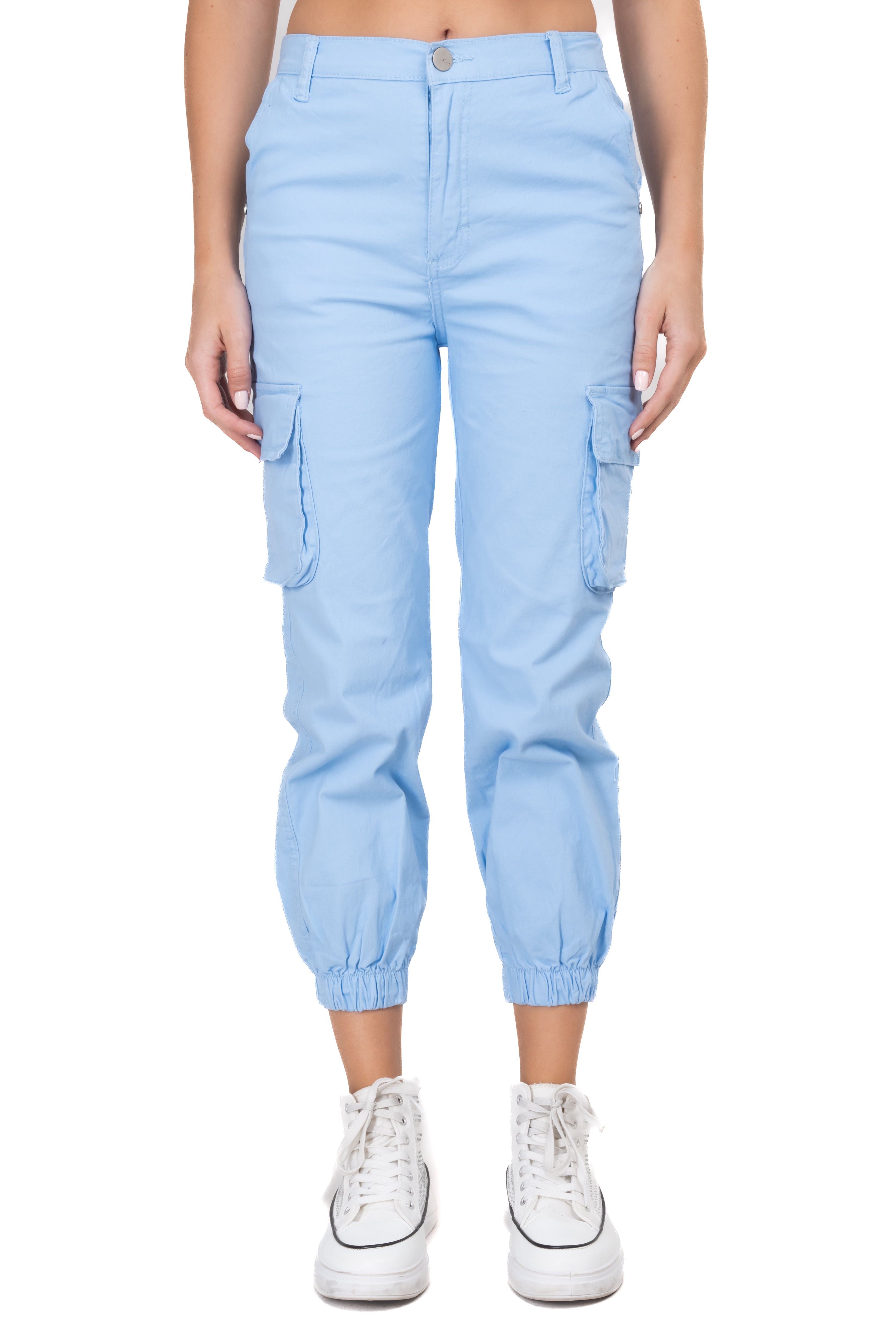 Jeans Cargo Cintura Alta Dos Bolsas AZUL
