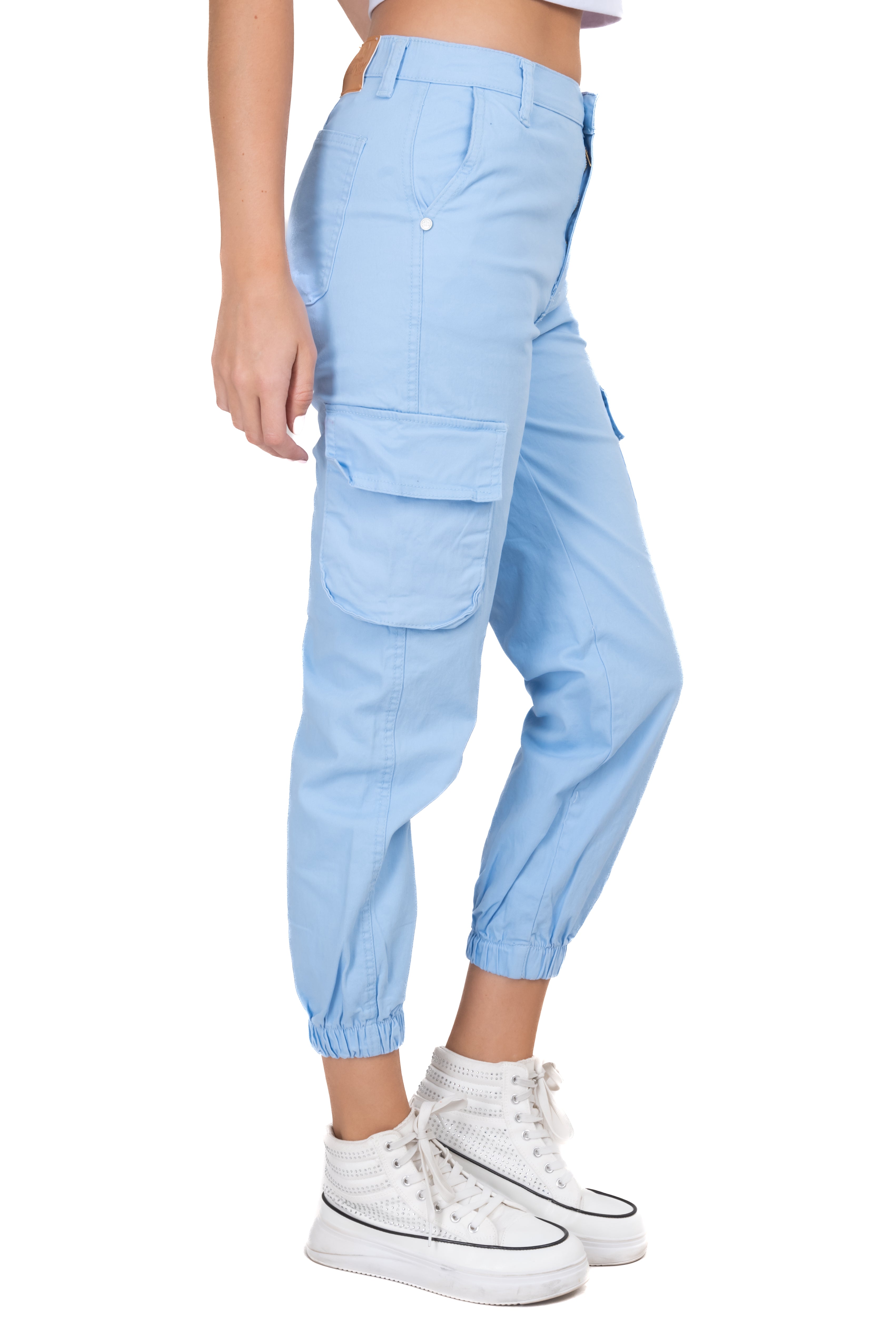 Jeans Cargo Cintura Alta Dos Bolsas AZUL