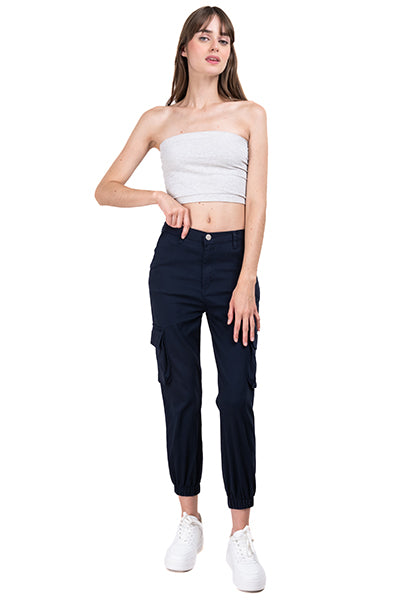 Jeans Cargo Cintura Alta Dos Bolsas MARINO