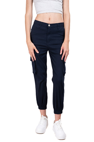 Jeans Cargo Cintura Alta Dos Bolsas MARINO