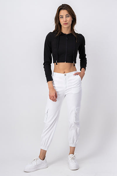 Jeans Cargo Cintura Alta Dos Bolsas BLANCO