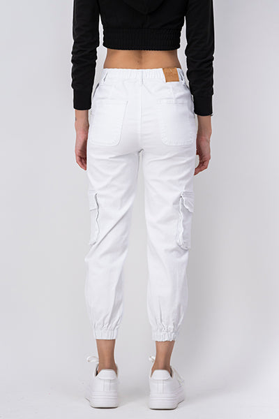 Jeans Cargo Cintura Alta Dos Bolsas BLANCO