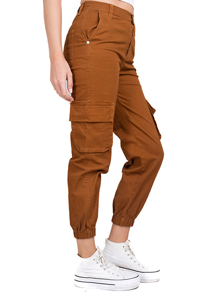 Jeans Cargo Cintura Alta Dos Bolsas CAMELLO