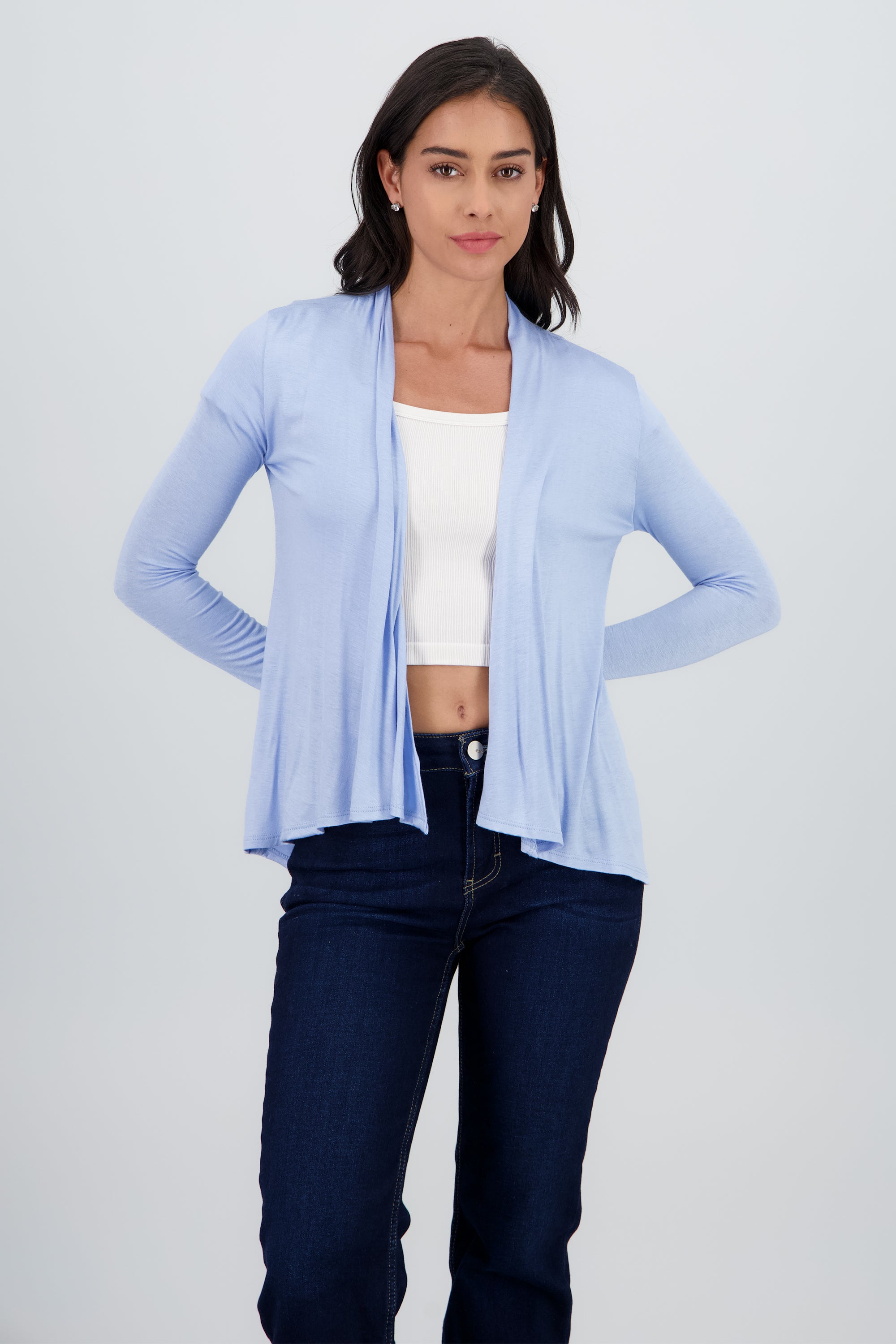 CARDIGAN SOLIDO M/L AZUL CIELO