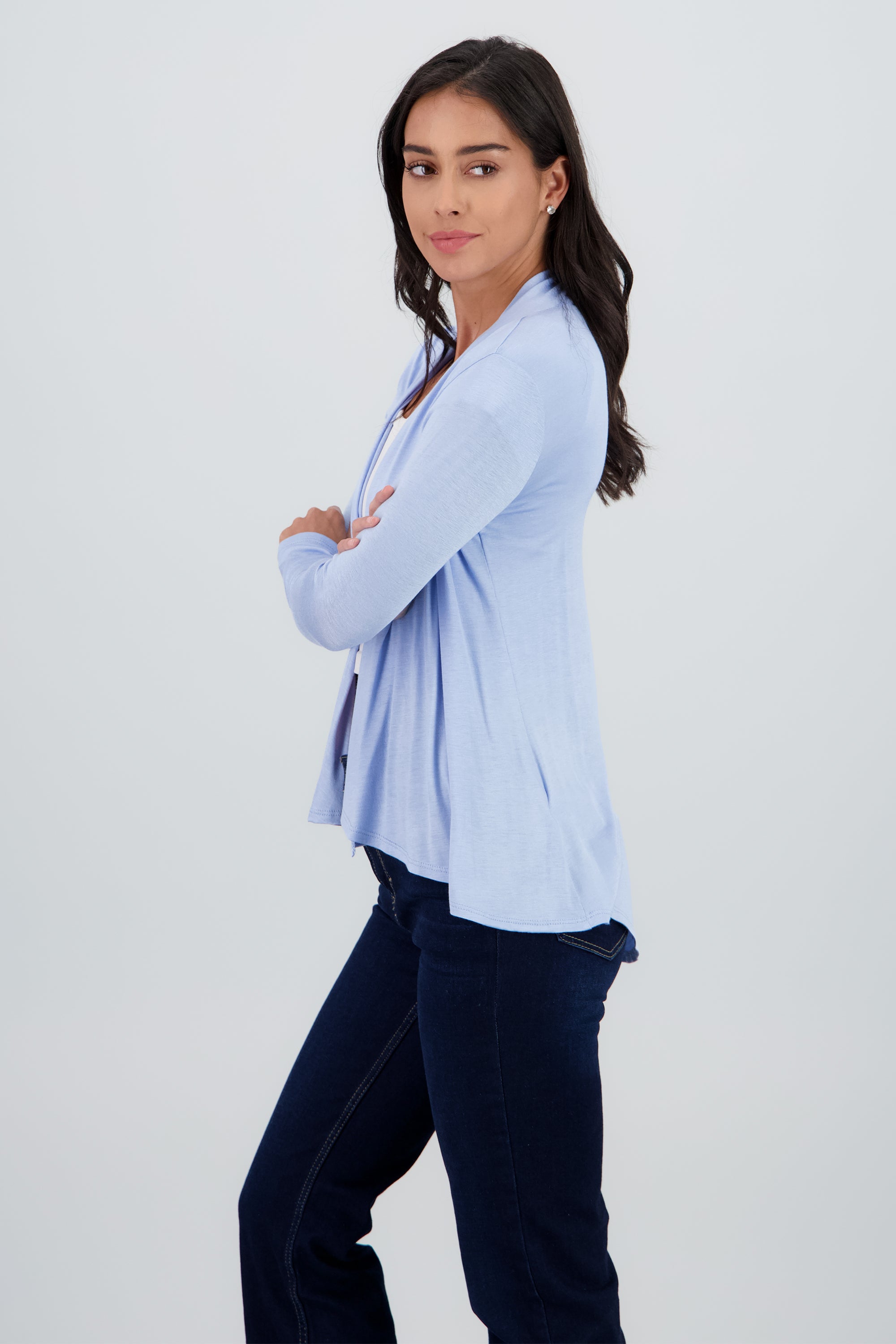 CARDIGAN SOLIDO M/L AZUL CIELO