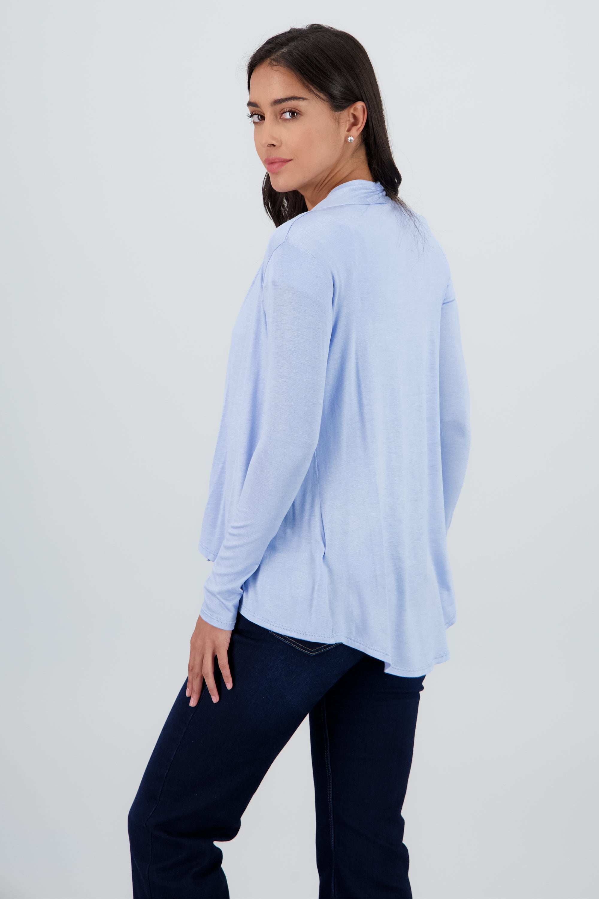 CARDIGAN SOLIDO M/L AZUL CIELO