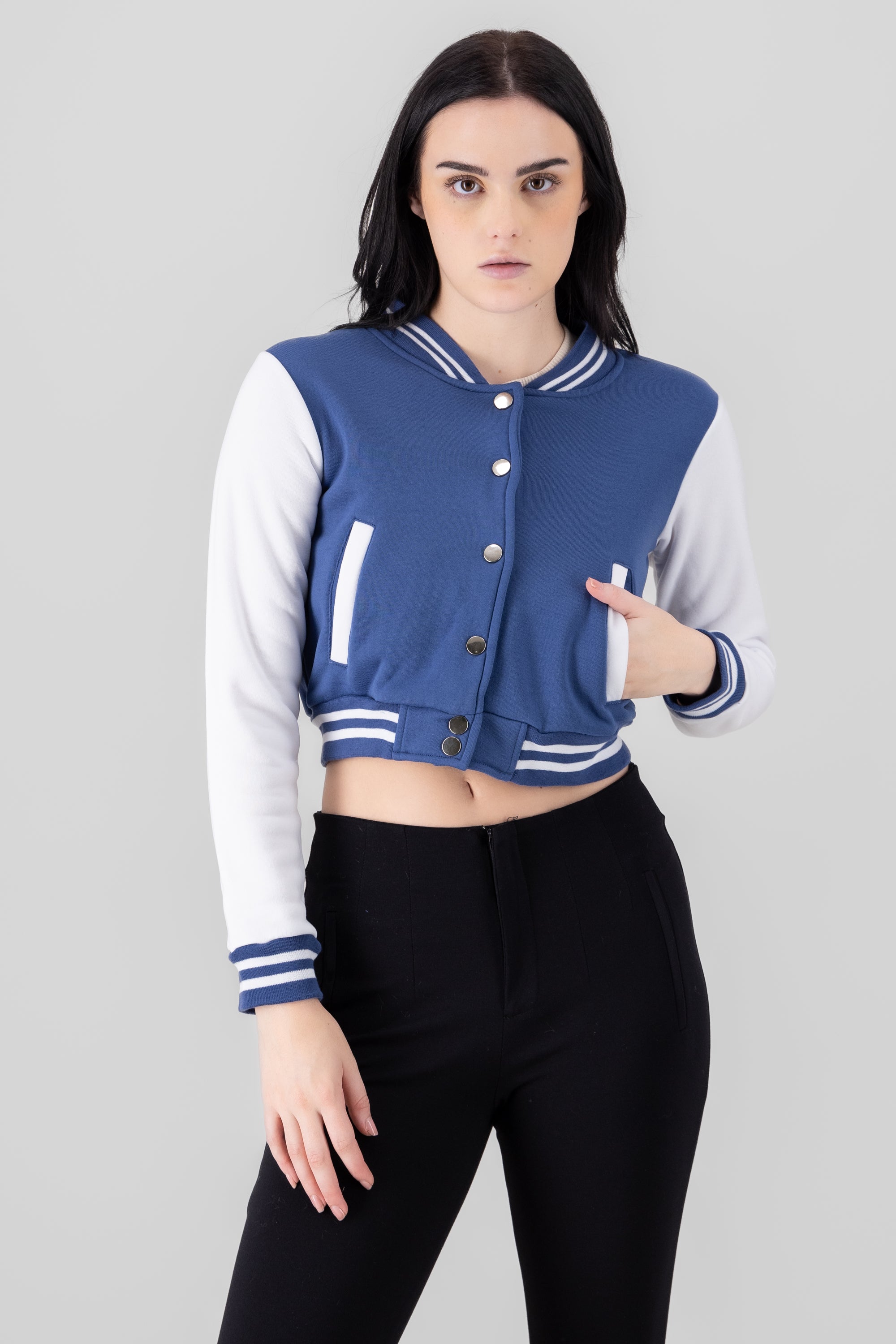 Chamarra bomber bicolor AZUL