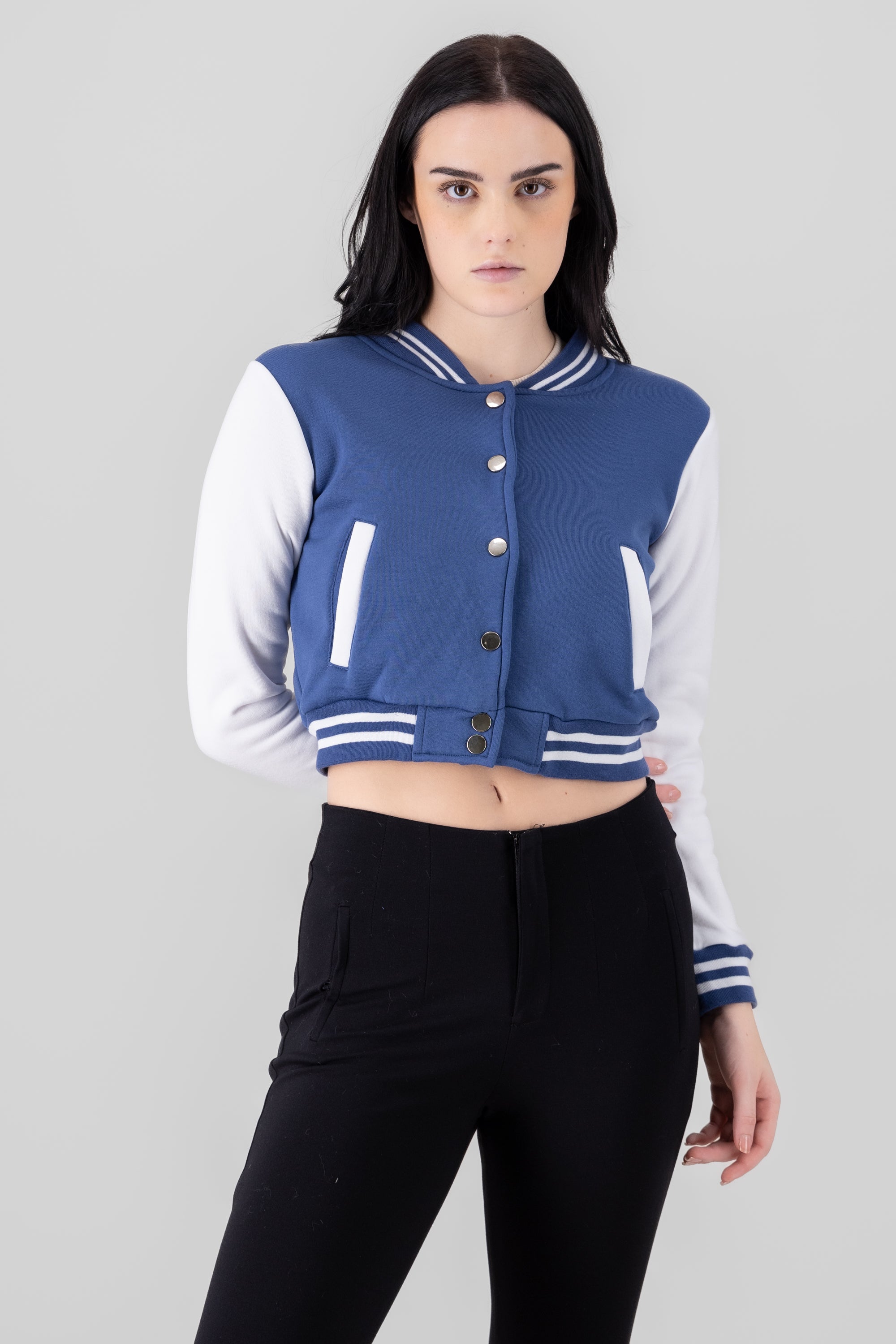 Chamarra bomber bicolor AZUL