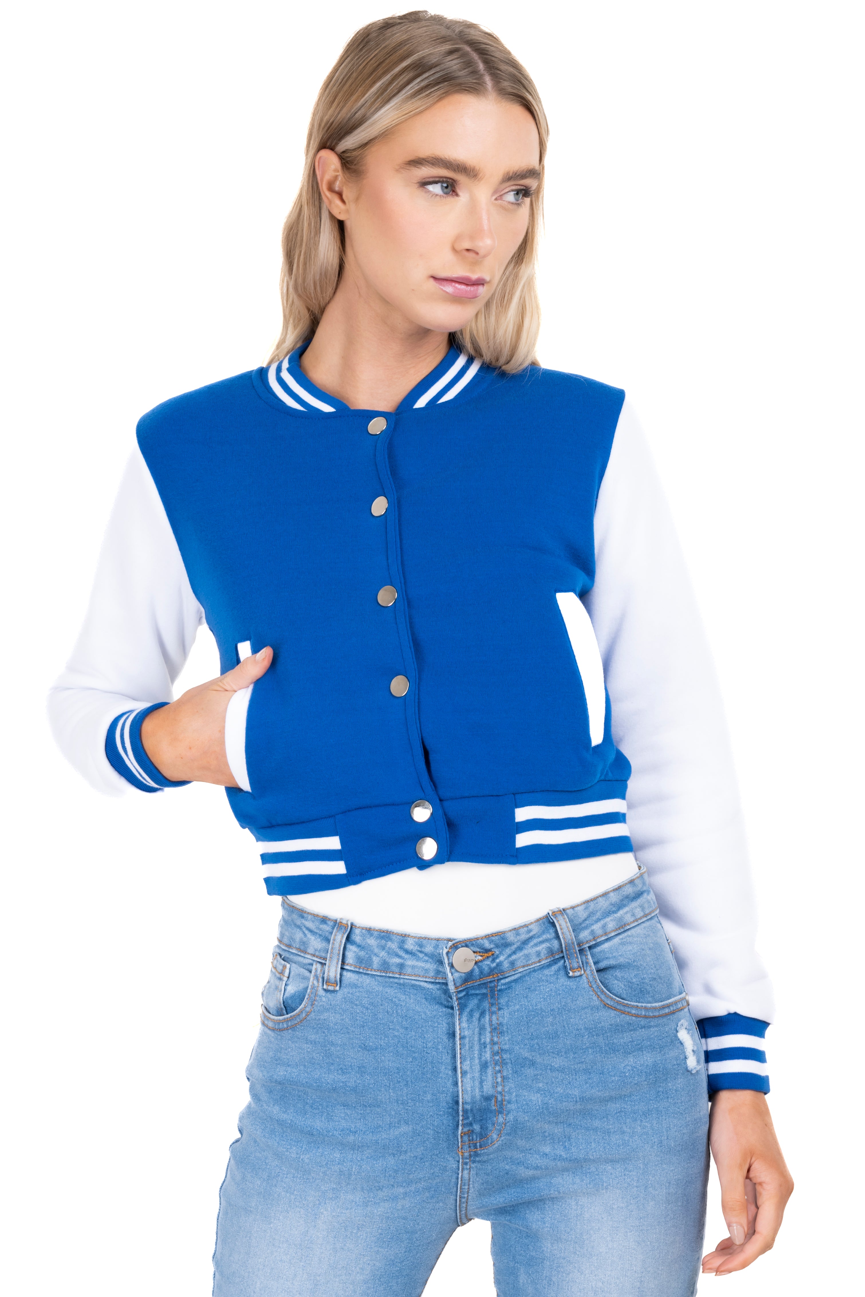 Chamarra bomber bicolor AZUL COMBO