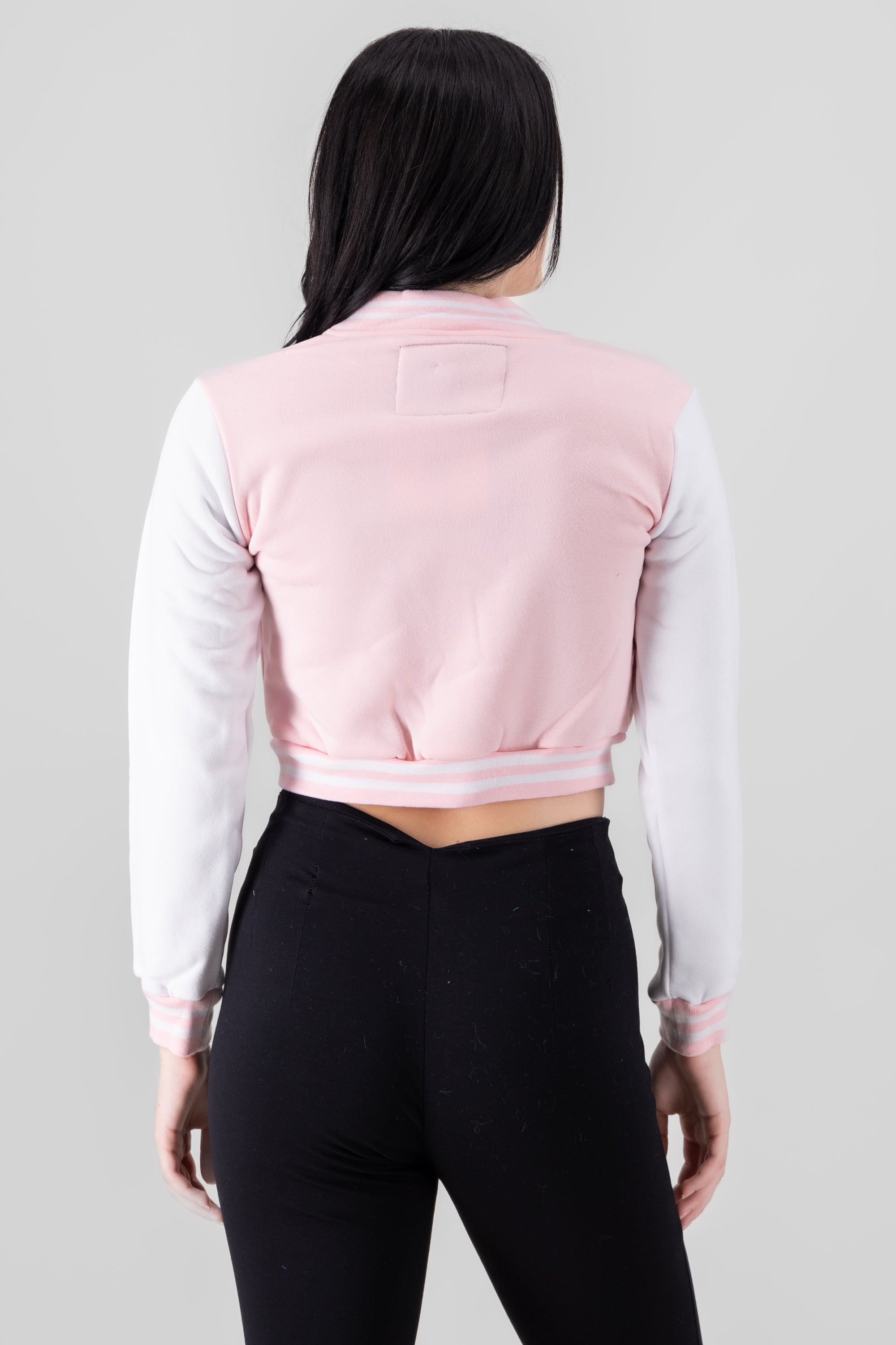 Chamarra bomber bicolor ROSA PASTEL