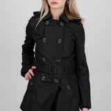 Gabardina corta cinturón botones