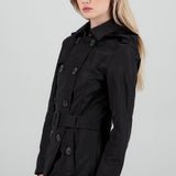 Gabardina corta cinturón botones