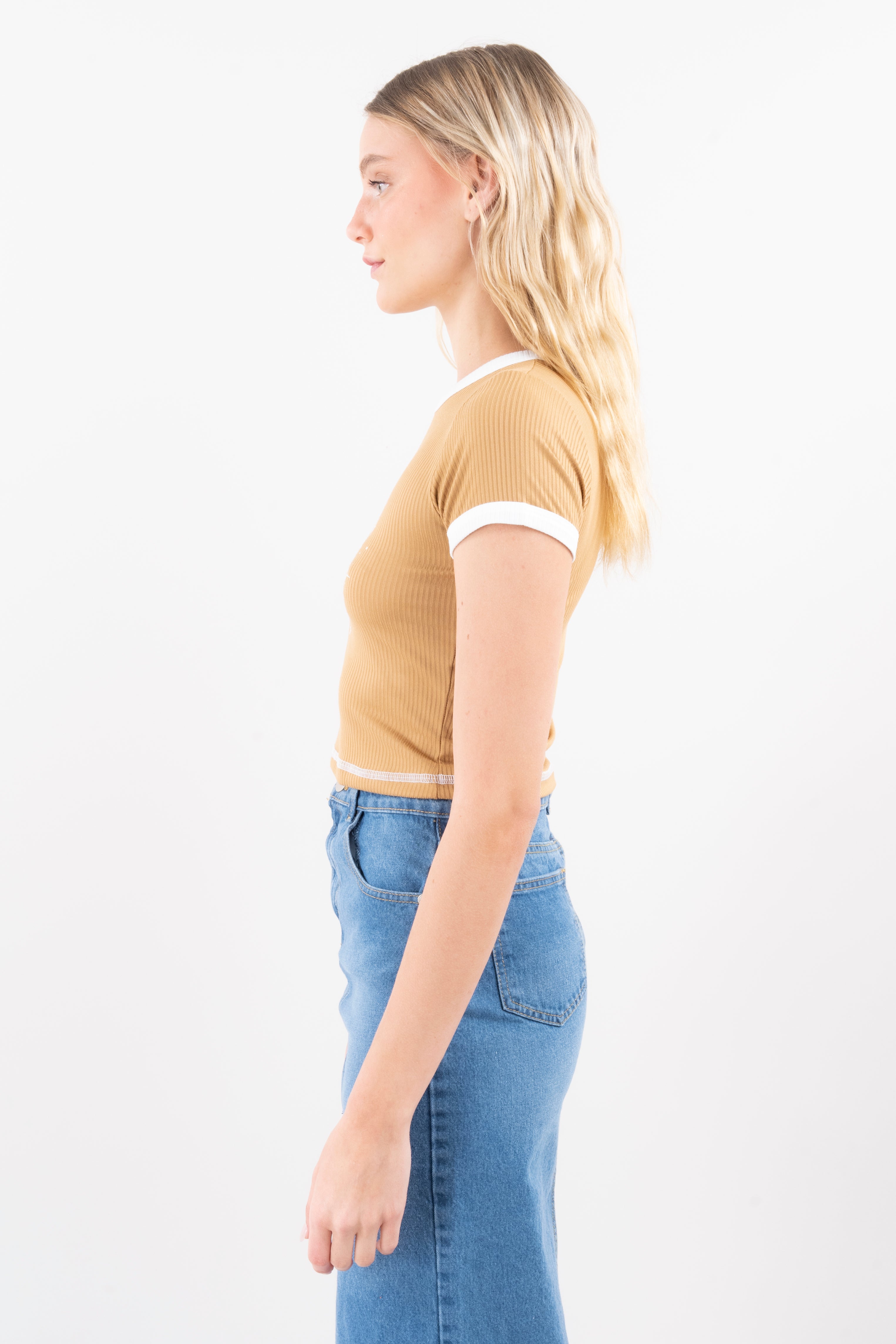Top Manga Corta Estampado Sol KHAKI