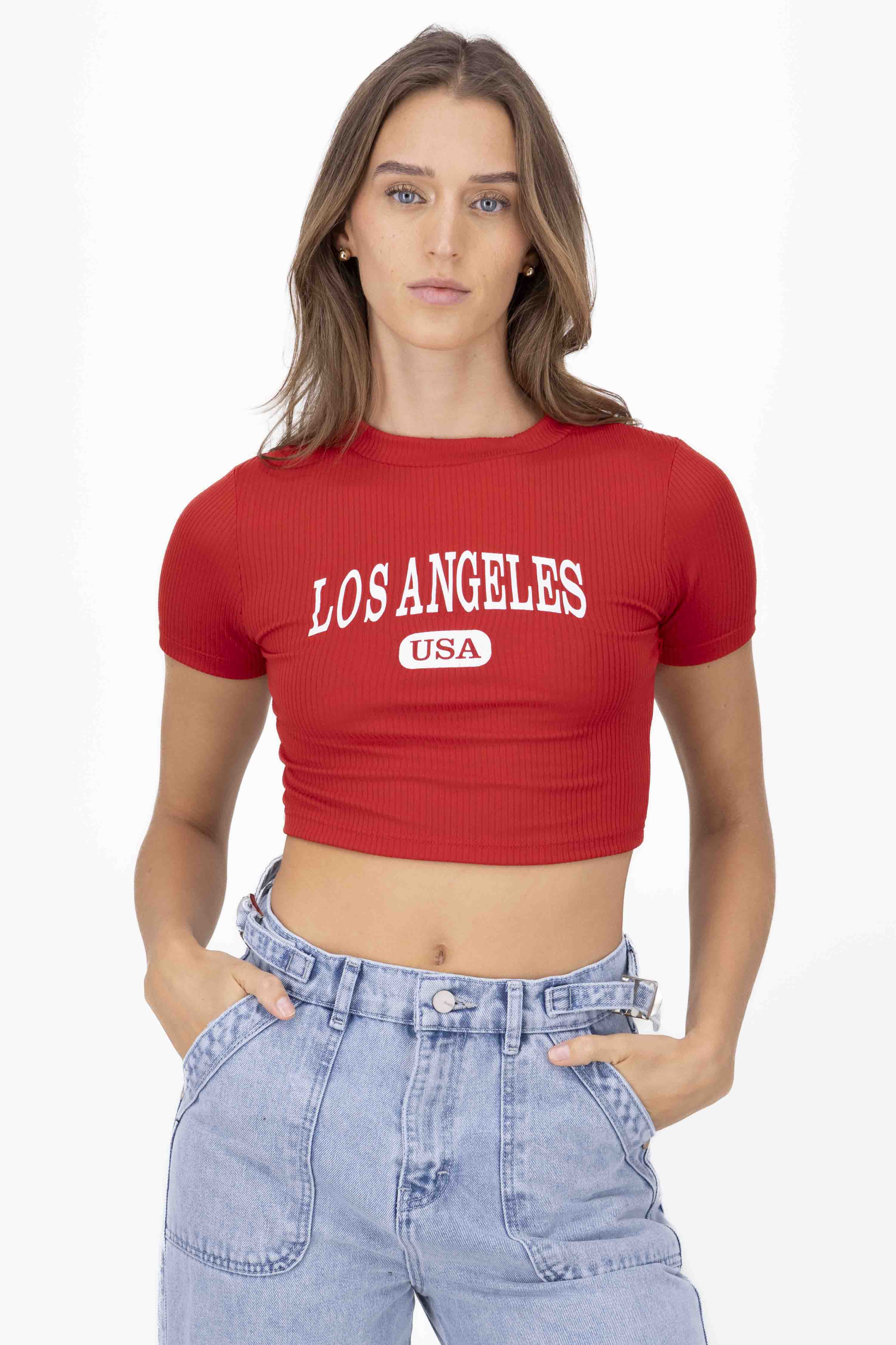 Top Cuello Alto Los Angeles ROJO QUEMADO