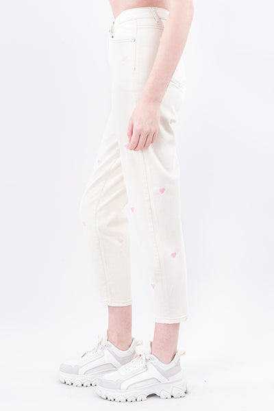 Jeans mom corazones BEIGE