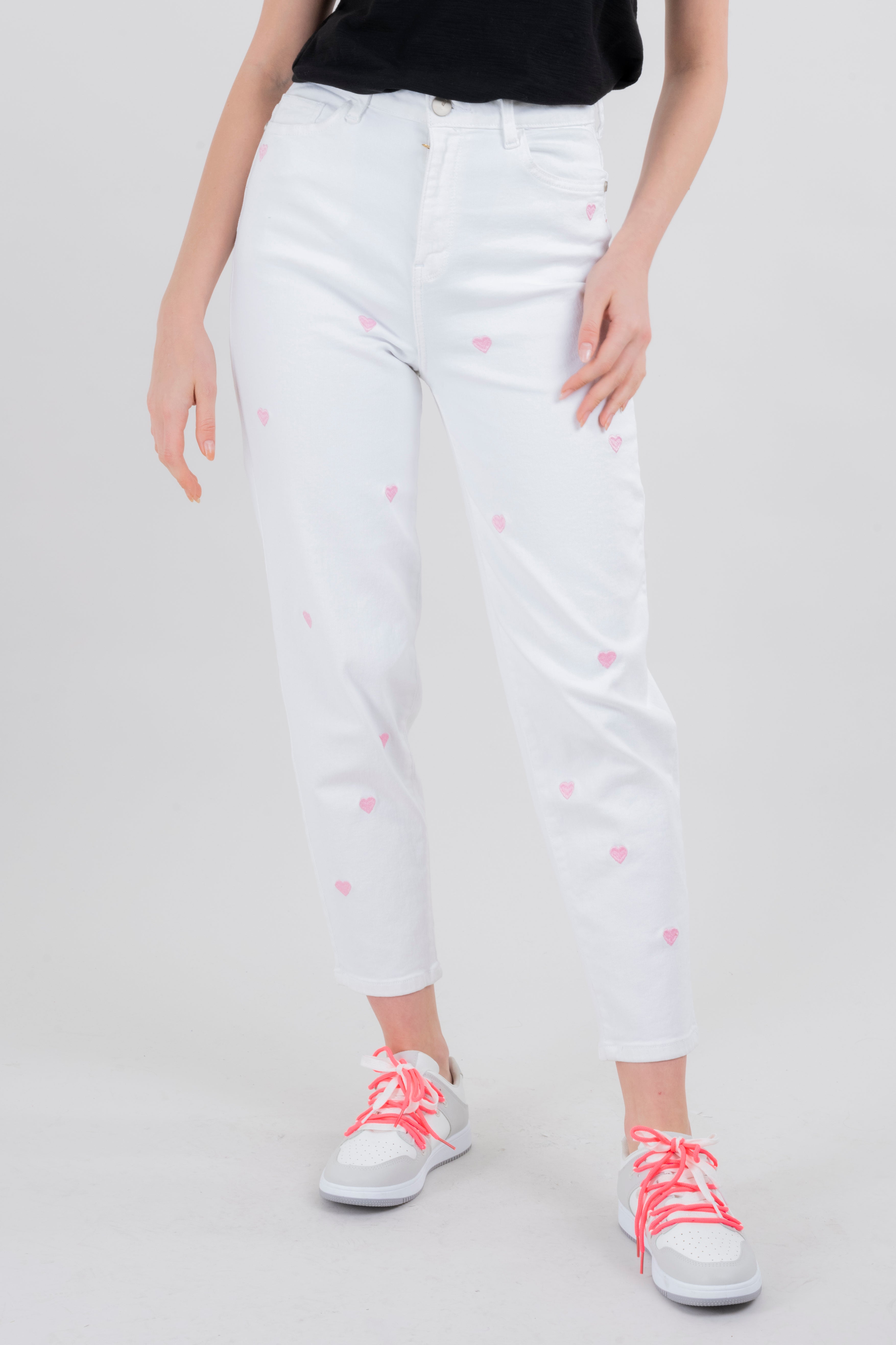 Jeans mom corazones BLANCO
