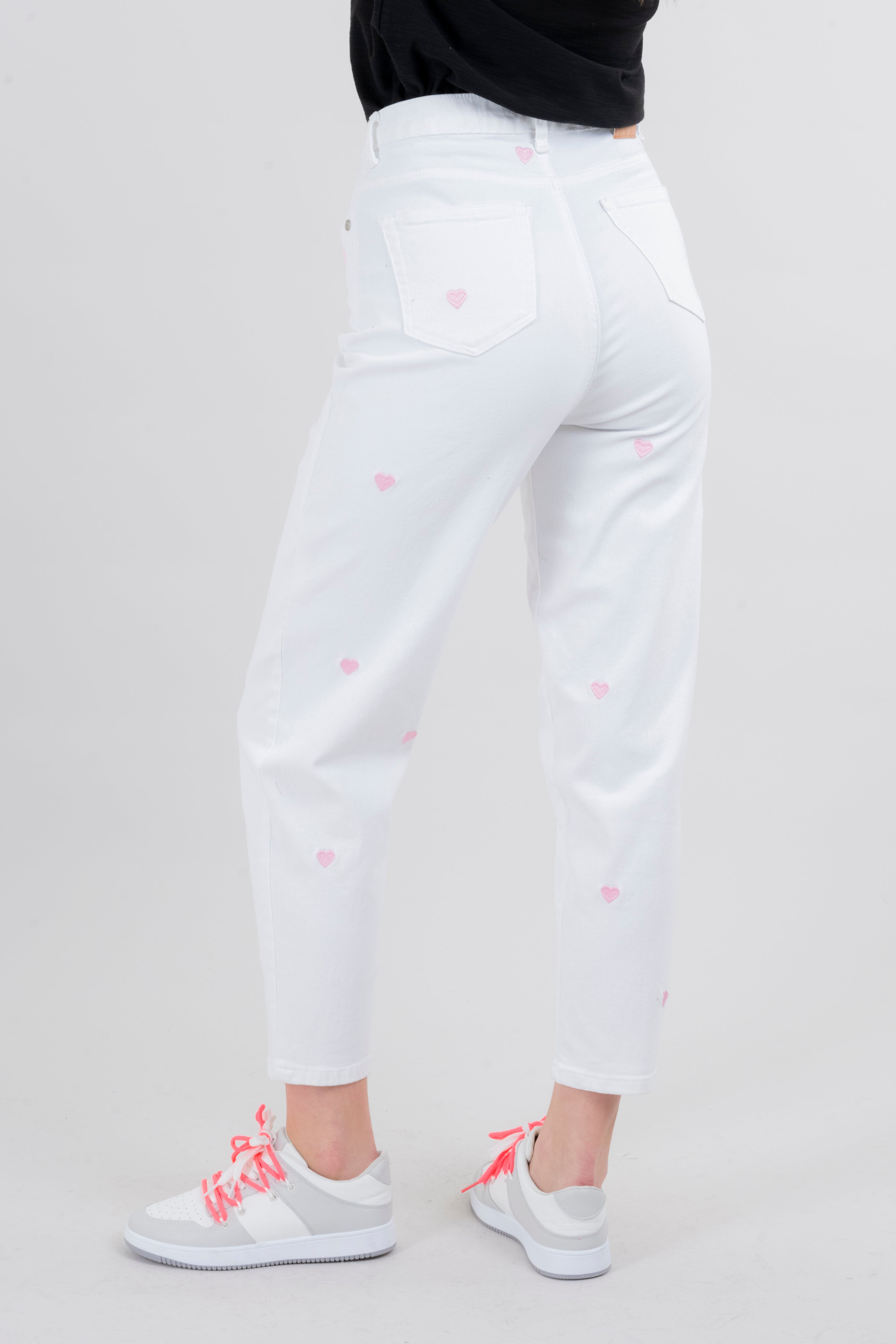 Jeans mom corazones BLANCO
