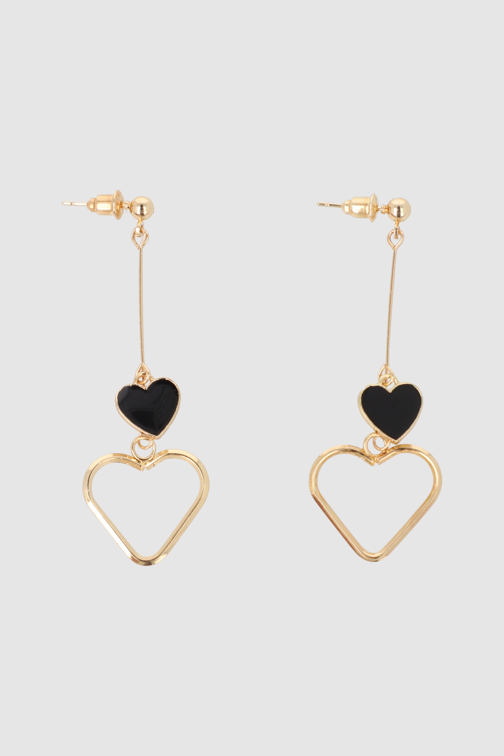 Aretes Largos Corazón NEGRO