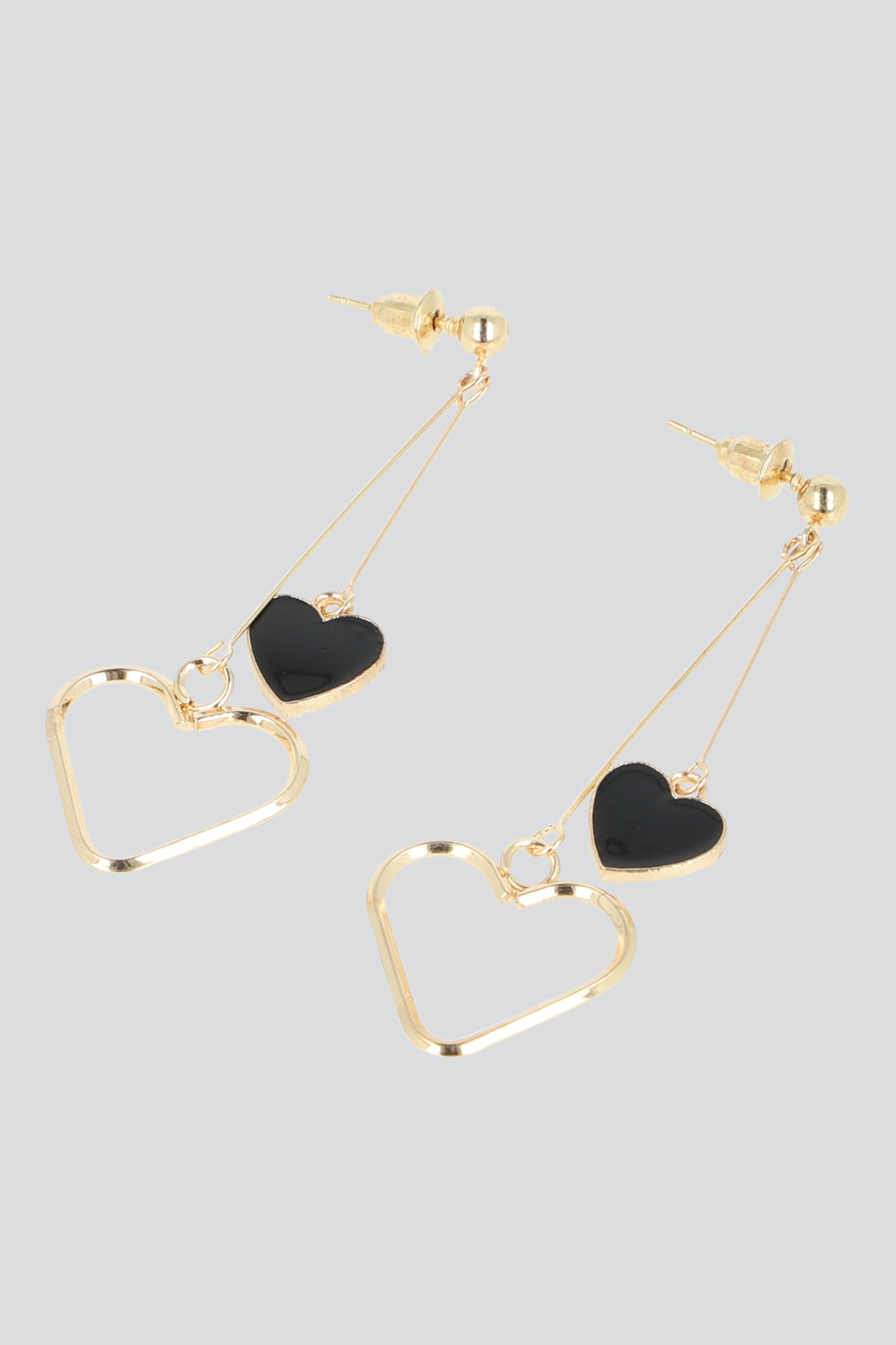 Aretes Largos Corazón NEGRO