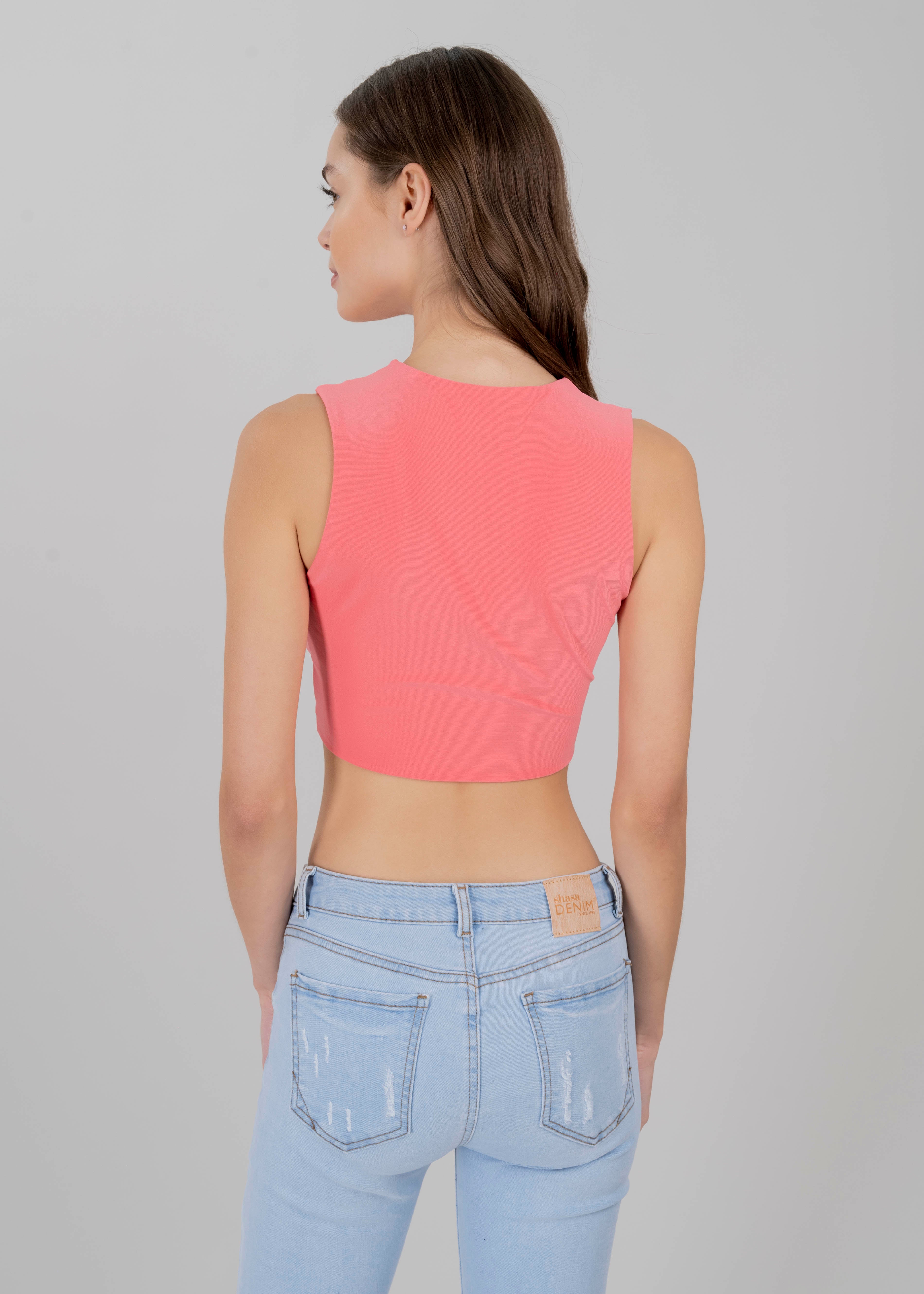Top crop asimétrico cut out ROSA