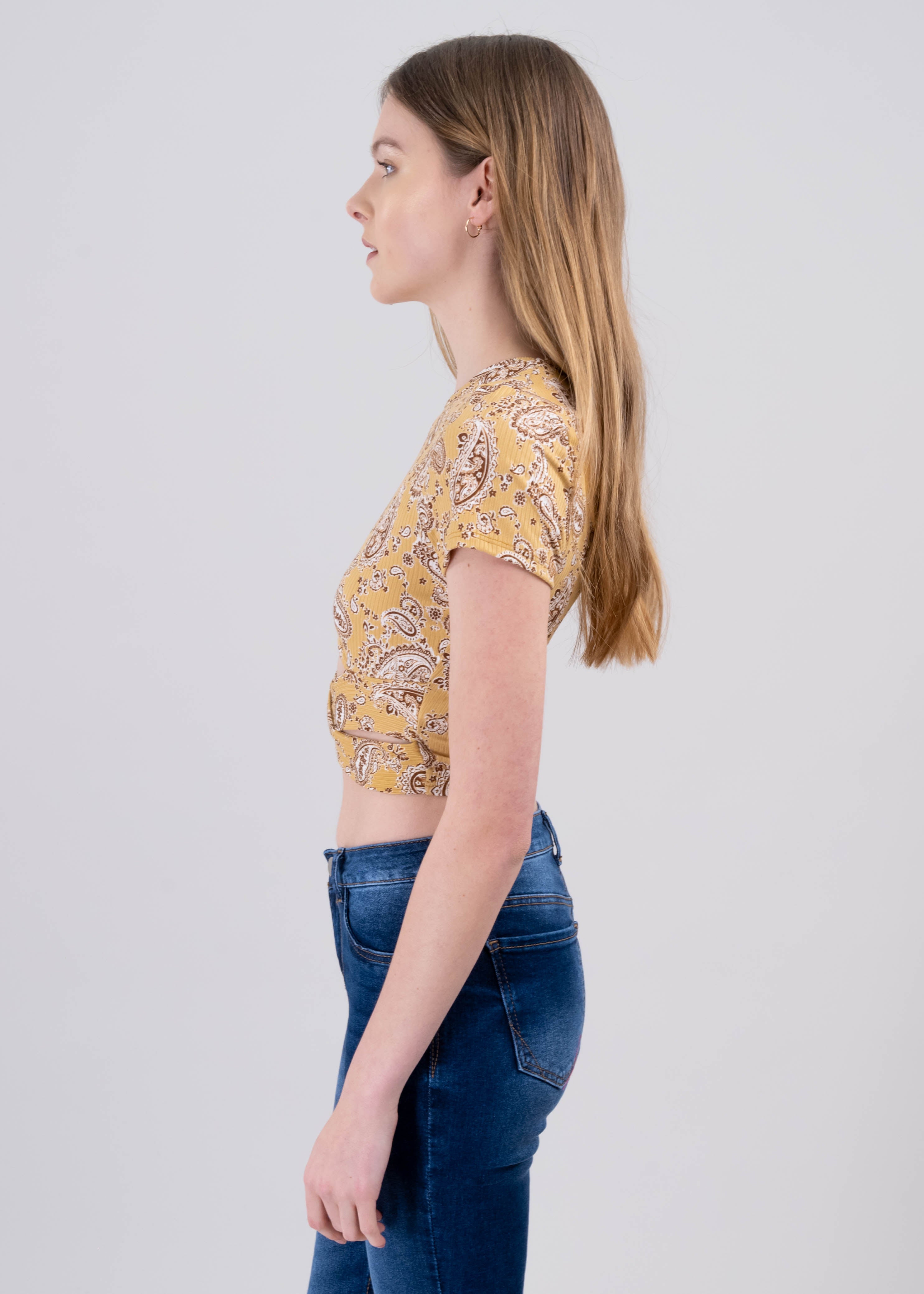 Top paisley acanalado TAN