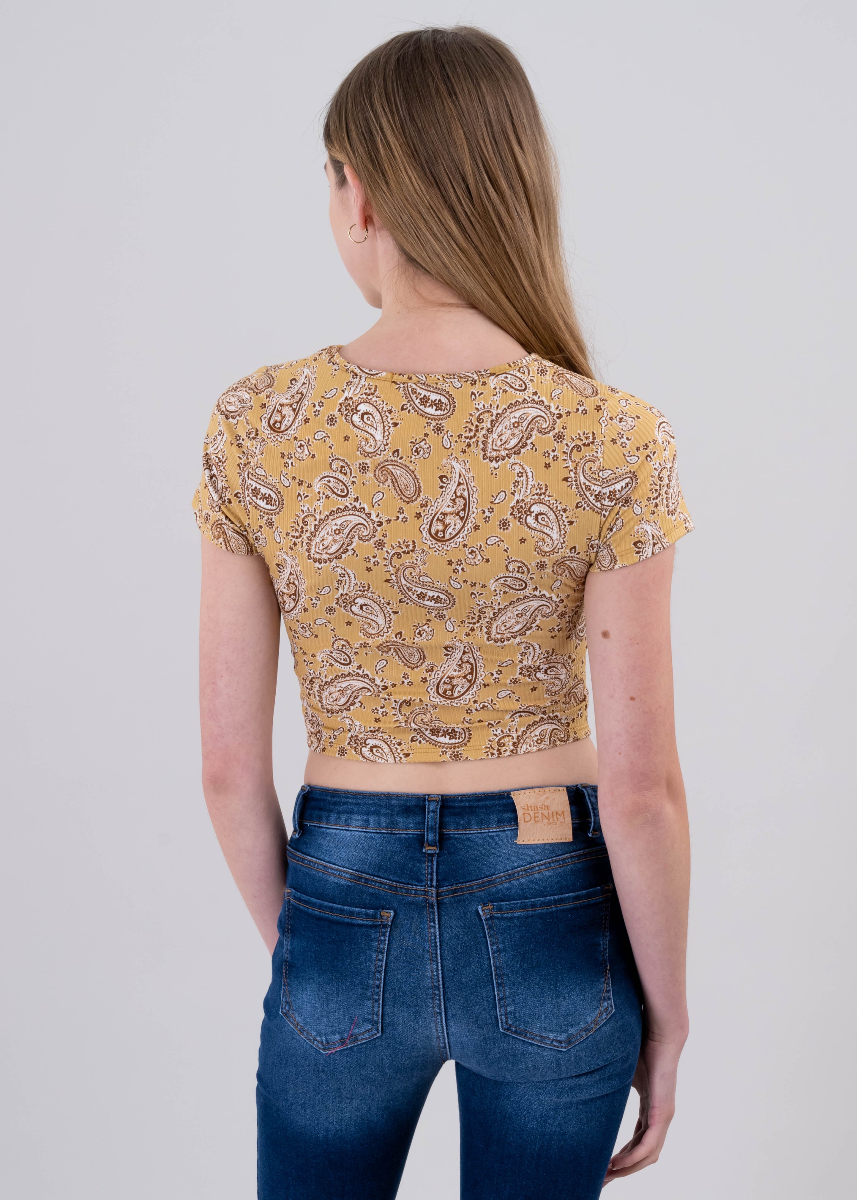 Top paisley acanalado TAN