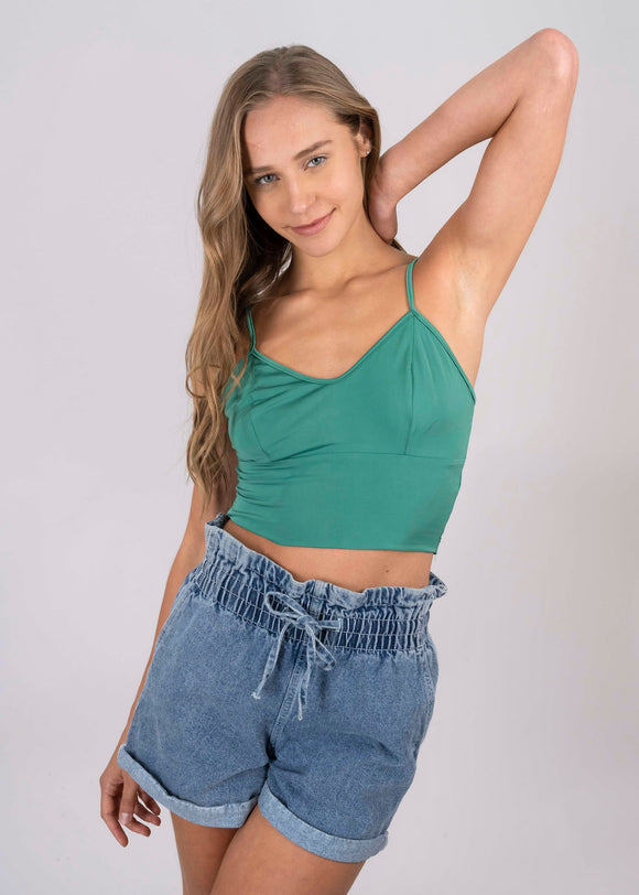 Top crop cutout fruncido