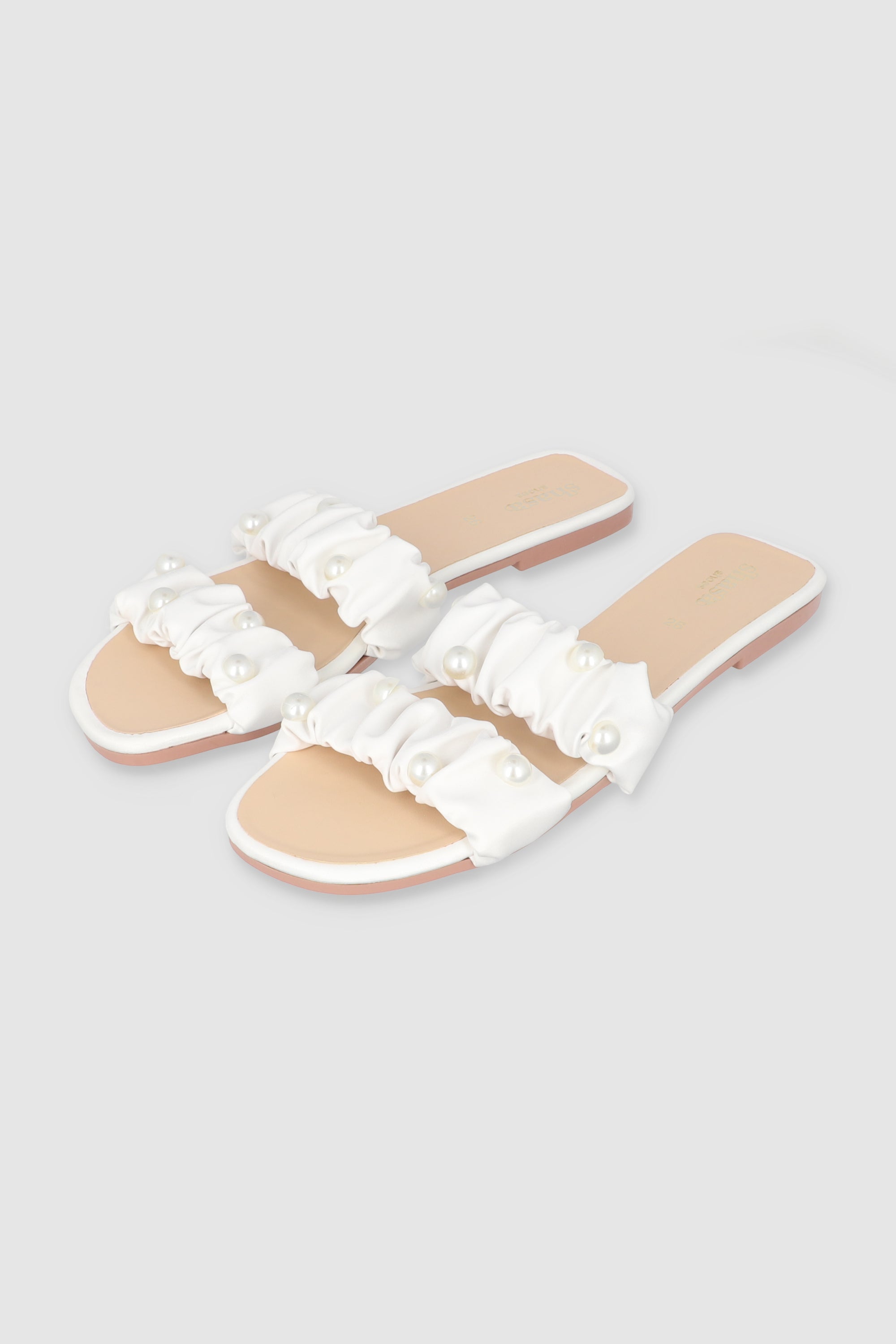 Sandalias Pala 2 Tiras Rugosas Perlas BLANCO