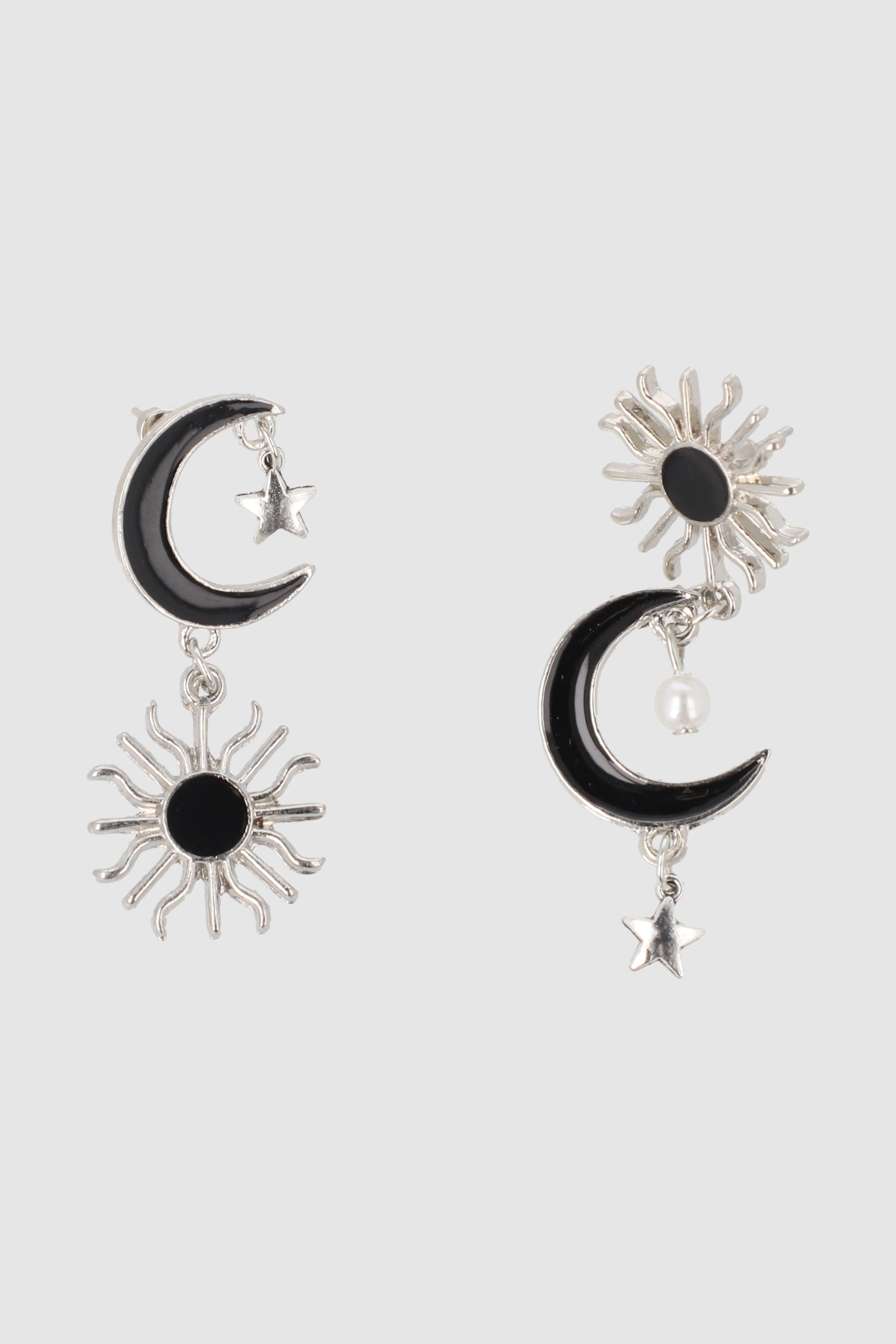 Aretes Colgante Sol Luna PLATA