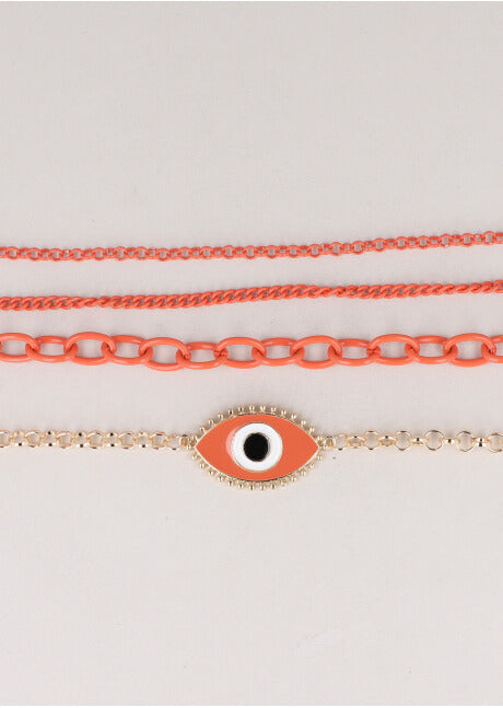4C COLLAR OJO CADENAS CHUNKY NARANJA
