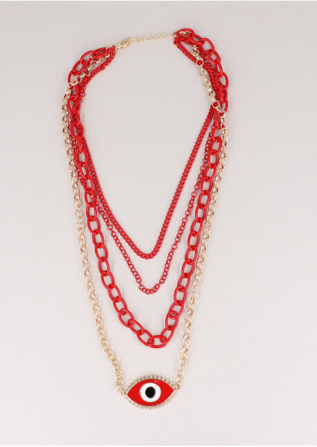 4C COLLAR OJO CADENAS CHUNKY ROJO