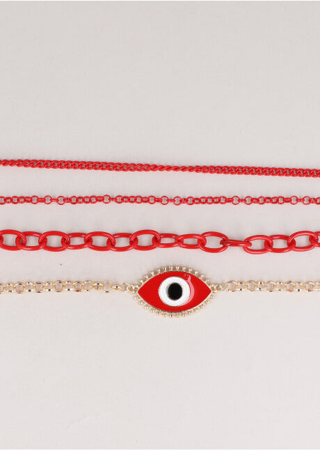 4C COLLAR OJO CADENAS CHUNKY ROJO